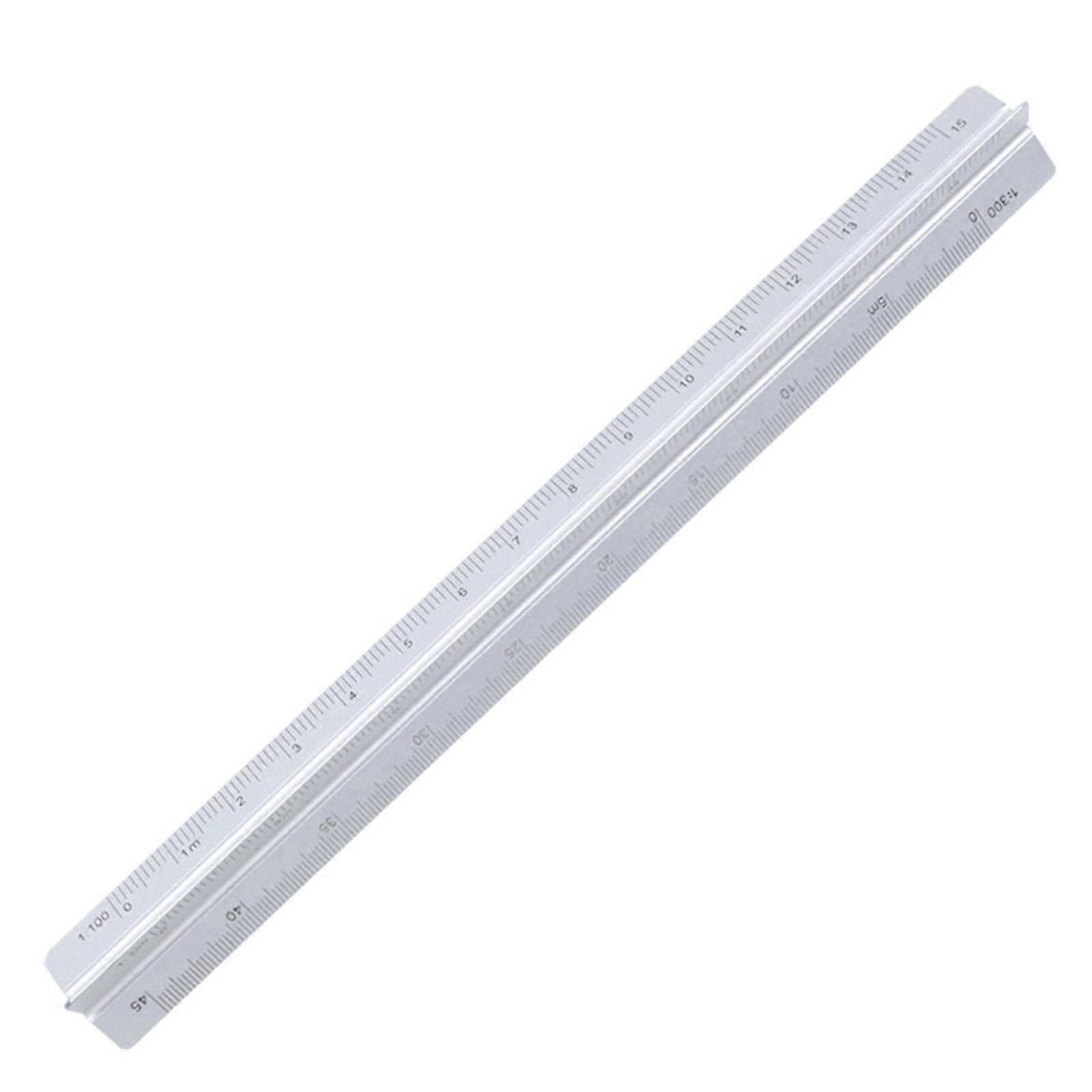 Architect Aluminum Triangular Ruler With Fade Resistant Engraved Etching For Accurate Technical Measurements  silver