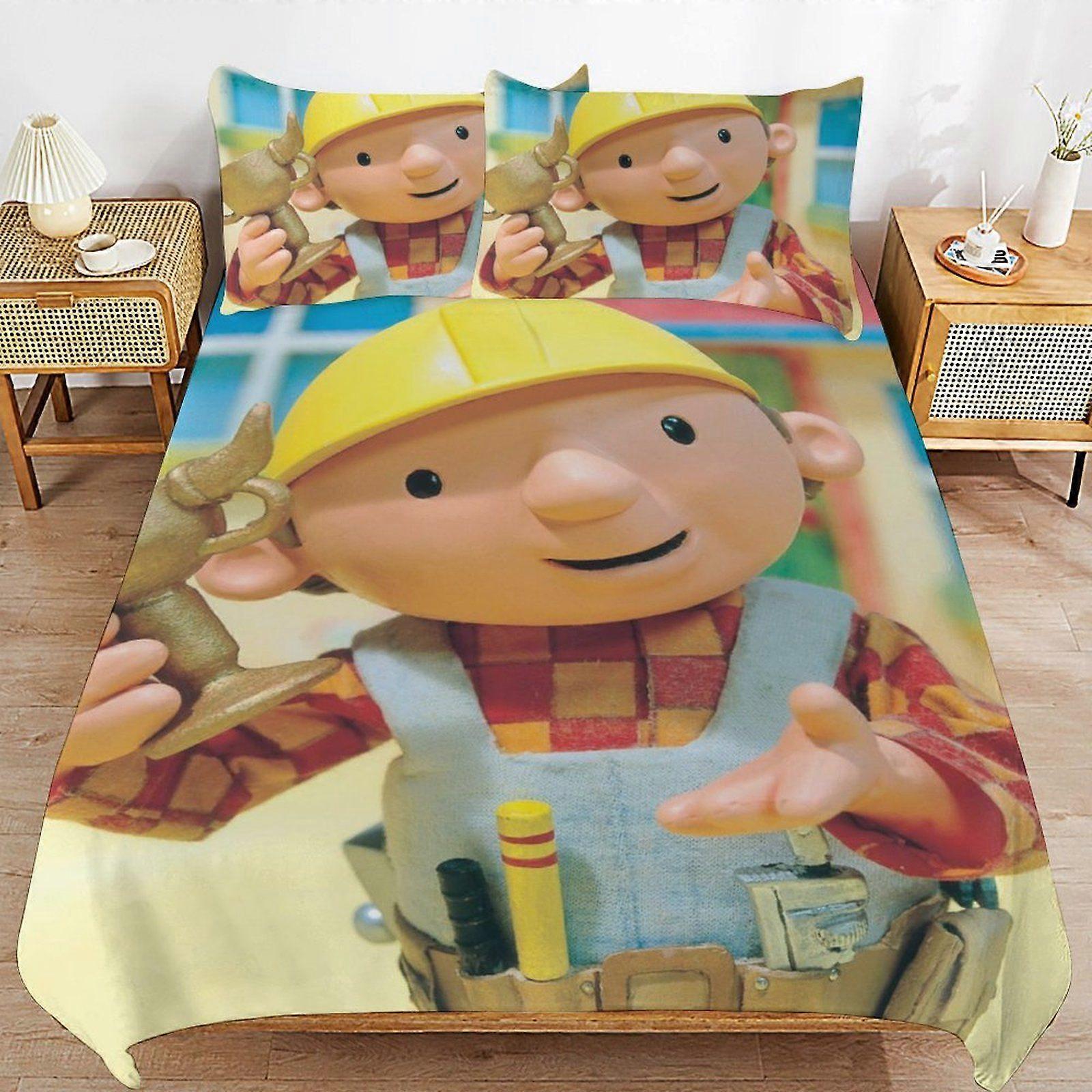 w617 Bob the Builder Lightweight Comfort Cozy Zipper Access Layered Fabric Duvet Cover Sets with Soft Finish m617