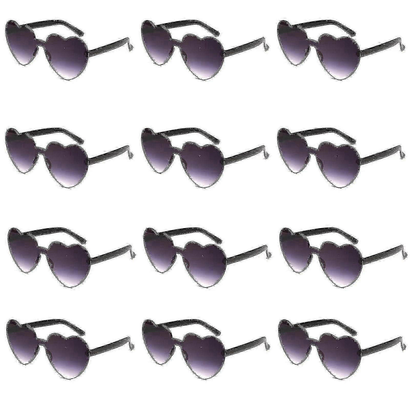 12pcs Ochelari fără rame în formă de inimă Trendy Transparent Candy Color Eyewear pentru Partidul Favor-MXBC