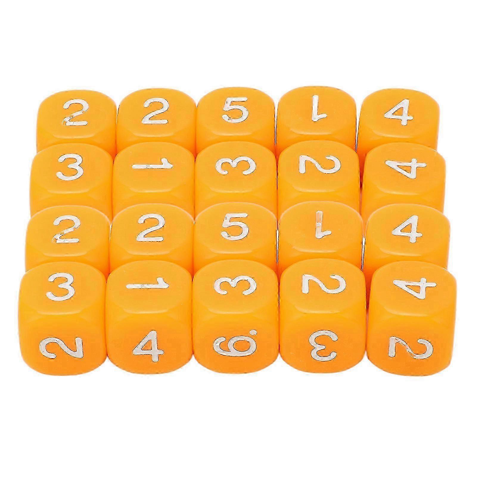 20PCS 6 Sides Number Dice Round Corner Design Plastic Dice Set Board Game Teaching Tools