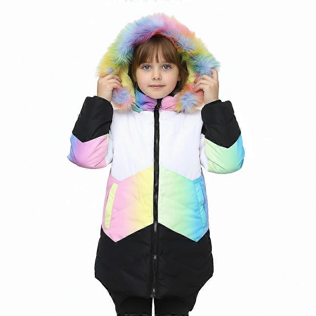 女の子フグフェイクファーコントラストパネルアウターウェアジャケット