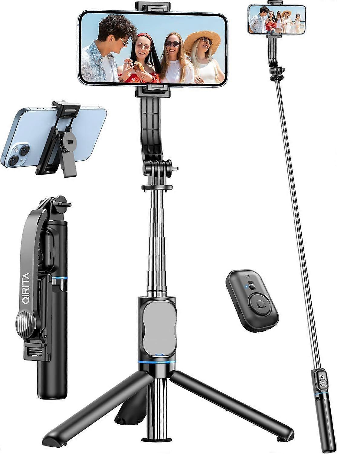 Selfie Stick, 41 Inch Retractable Phone Tripod with Phone Holder and Detachable Remote Control, 360 Rotating Selfie Stick Tripod for Phone C