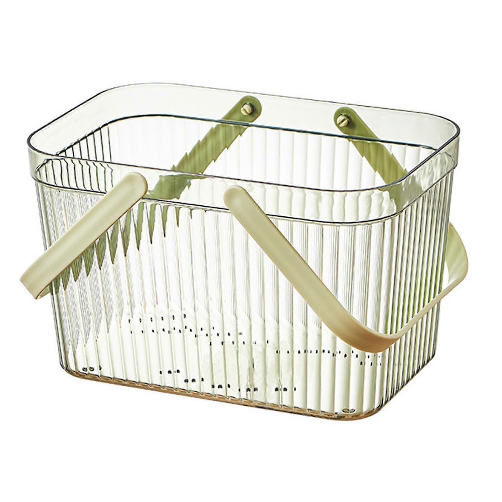 Bath Organizer Basket Stylish Clear Stripe Large Capacity Shower Storage Organizer with Handle for