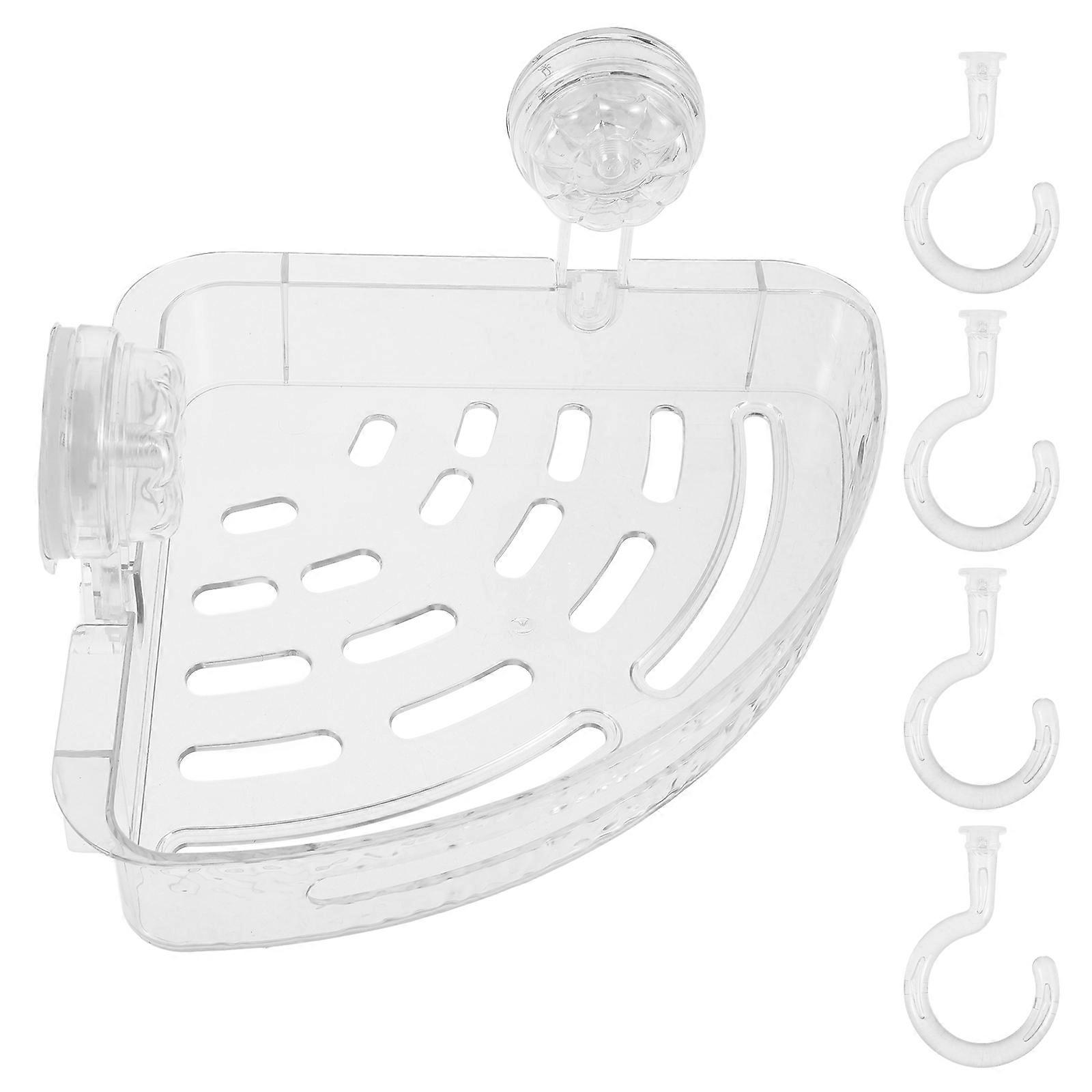 Plastic Corner Shower Rack Transparent for Storage Use Wall Suction Organizer