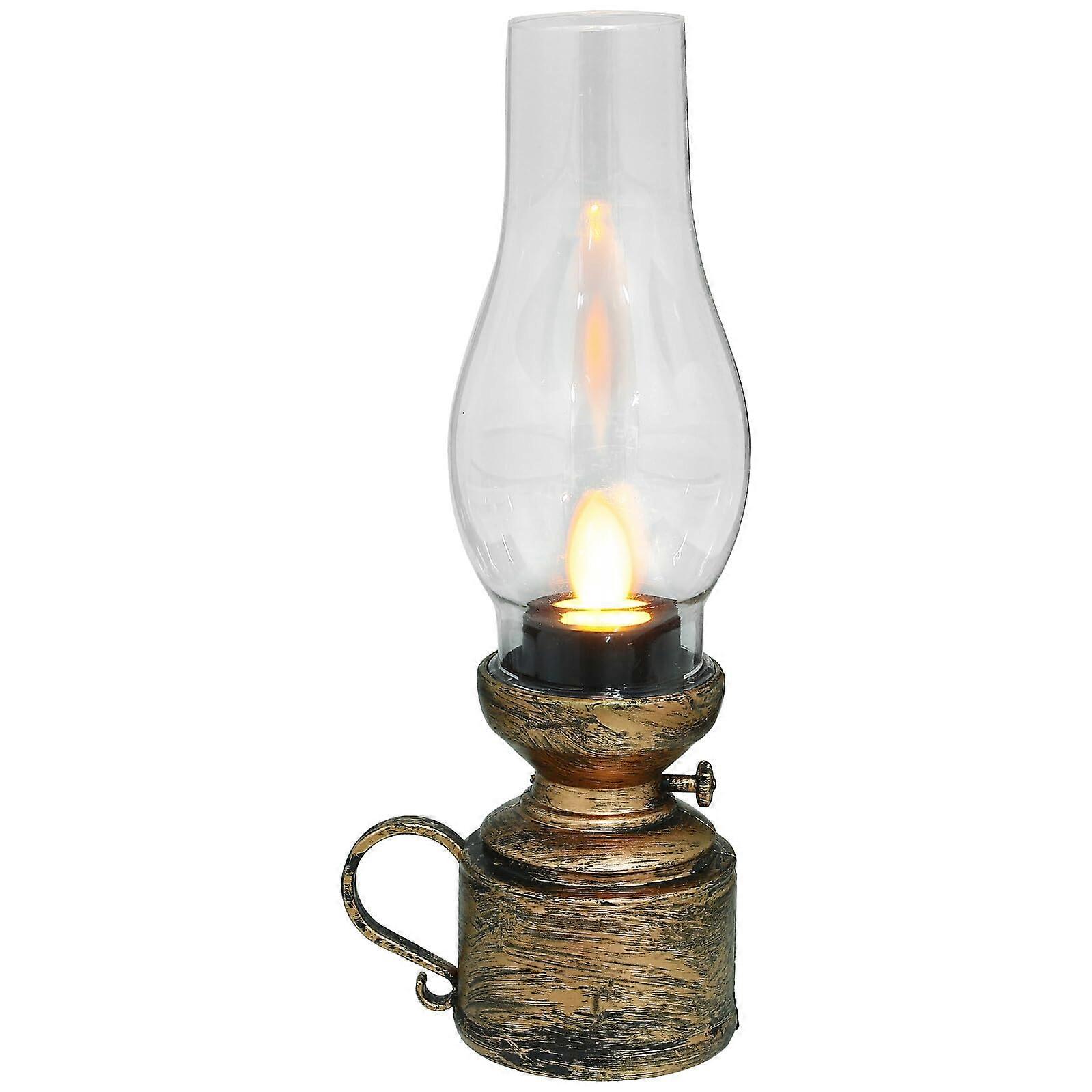 Vintage Kerosene Lamp with Realistic Flameless Flame Effect for Retro Table Decor and Holiday Centerpieces