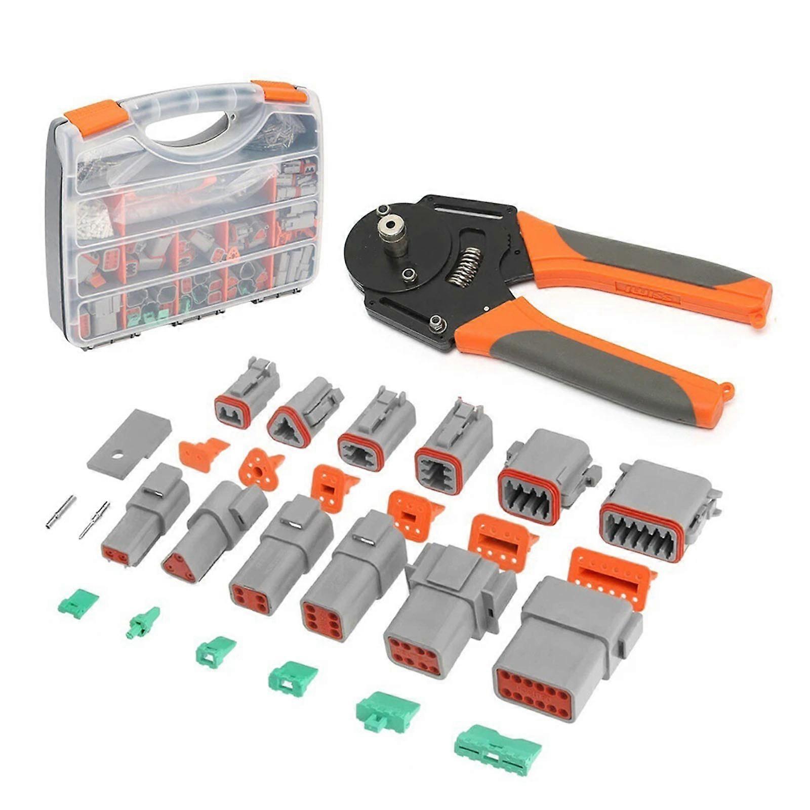Ergonomic Handle Vehicle High Temperature Resistant Connector Kit With 6 Pin Size And Ergonomic Crimping Tool 1600 Piece Multicolor