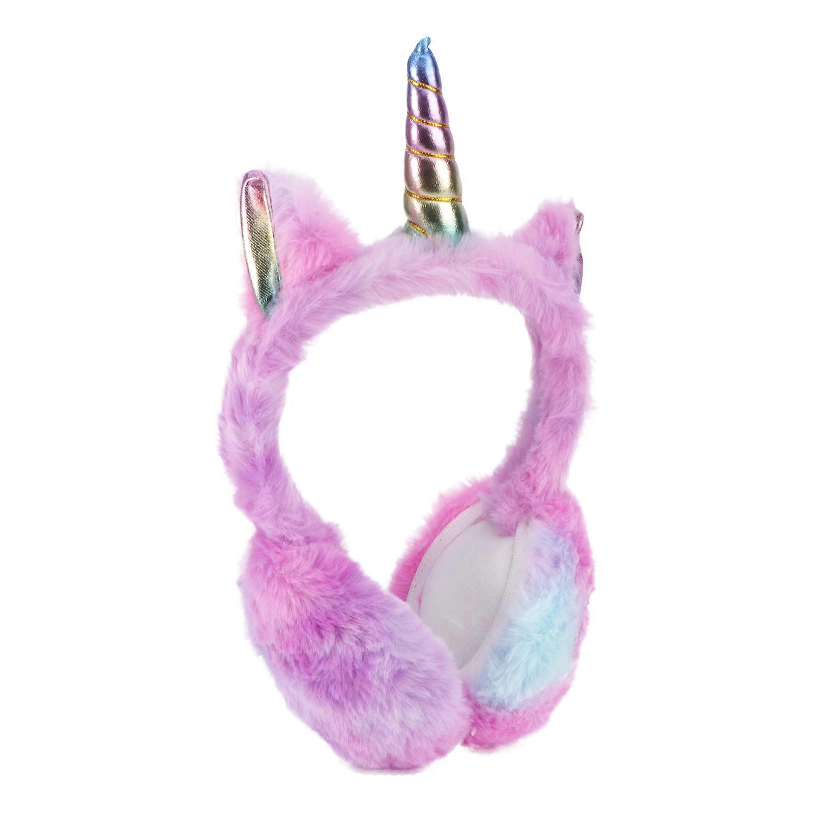 Warm Unicorn Earmuffs Plush Earmuff for Ear Warming 1Pcs Violet Plush