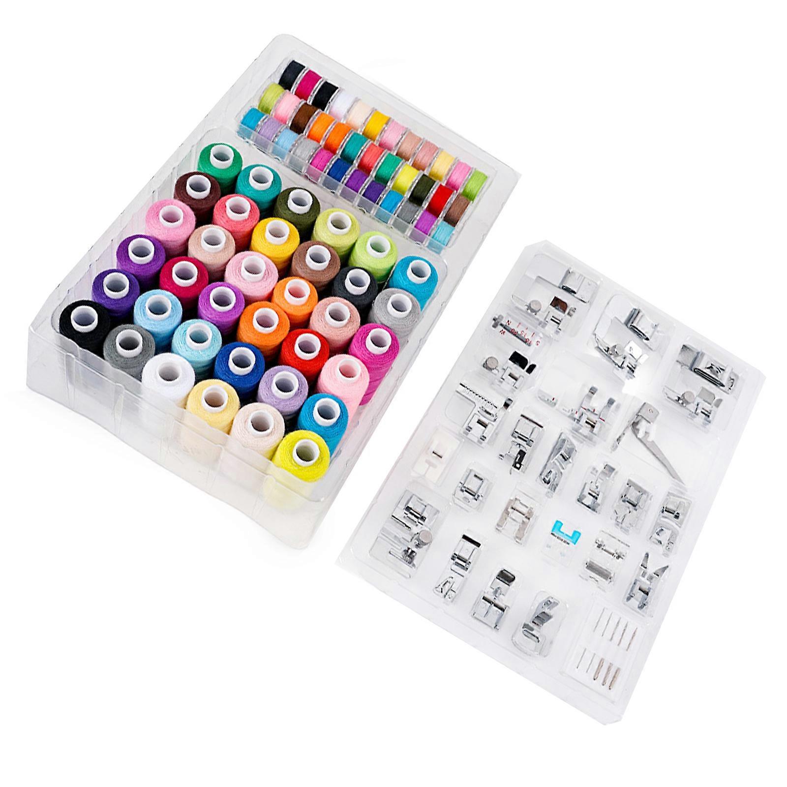 72 Spools of Polyester Sewing Thread with Sewing Machine Presser Foot Set Multicolored Sewing Machine Bobbin Thread Multicolor