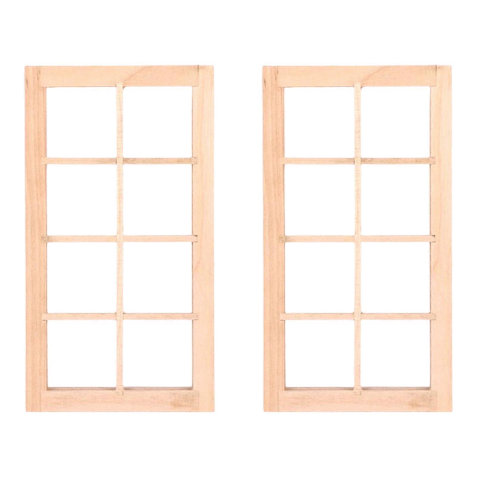Miniature Window 8 Pane Wooden Frame 1 12 Scale Unfinished Crafting Supply Multicolor