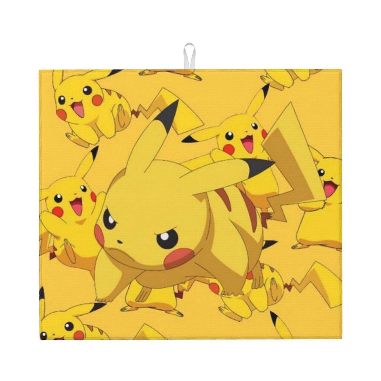 Pikachu Dish Drying Mat For Kitchen Counter, Microfiber Dish Mat, Fast Absorbent Draining Pad