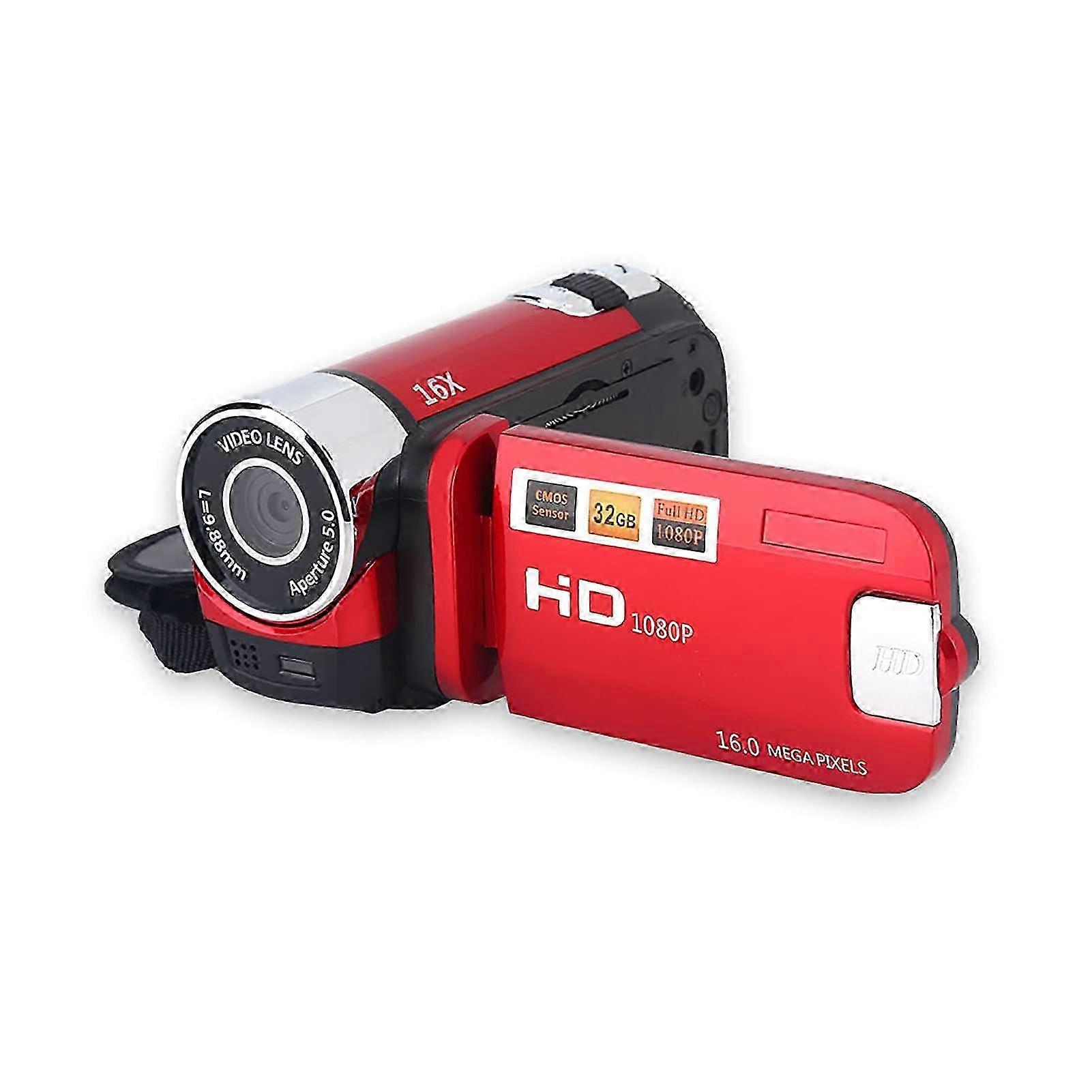 Video Camera Camcorder, Full HD 720P 16MP Digital Video DV Camera, 270° Rotation, CMOS Sensor, 2.7 Inch Screen, 16x Digital Zoom (Red)