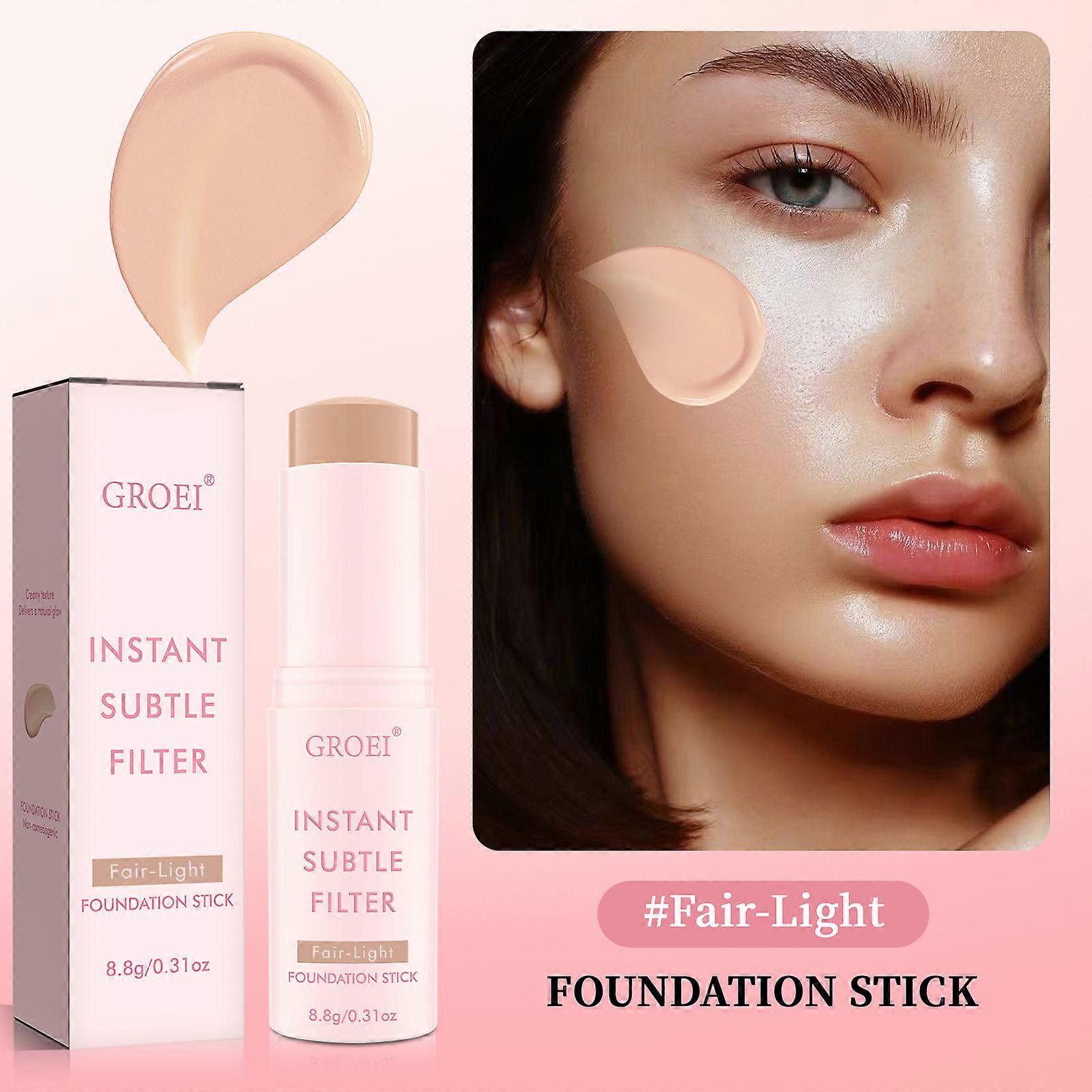 Subtle Filter Foundation Stick Full Coverage Even Skin Tone Primer Concealer for Long-lasting Wear Brighten Makeup Base Balm