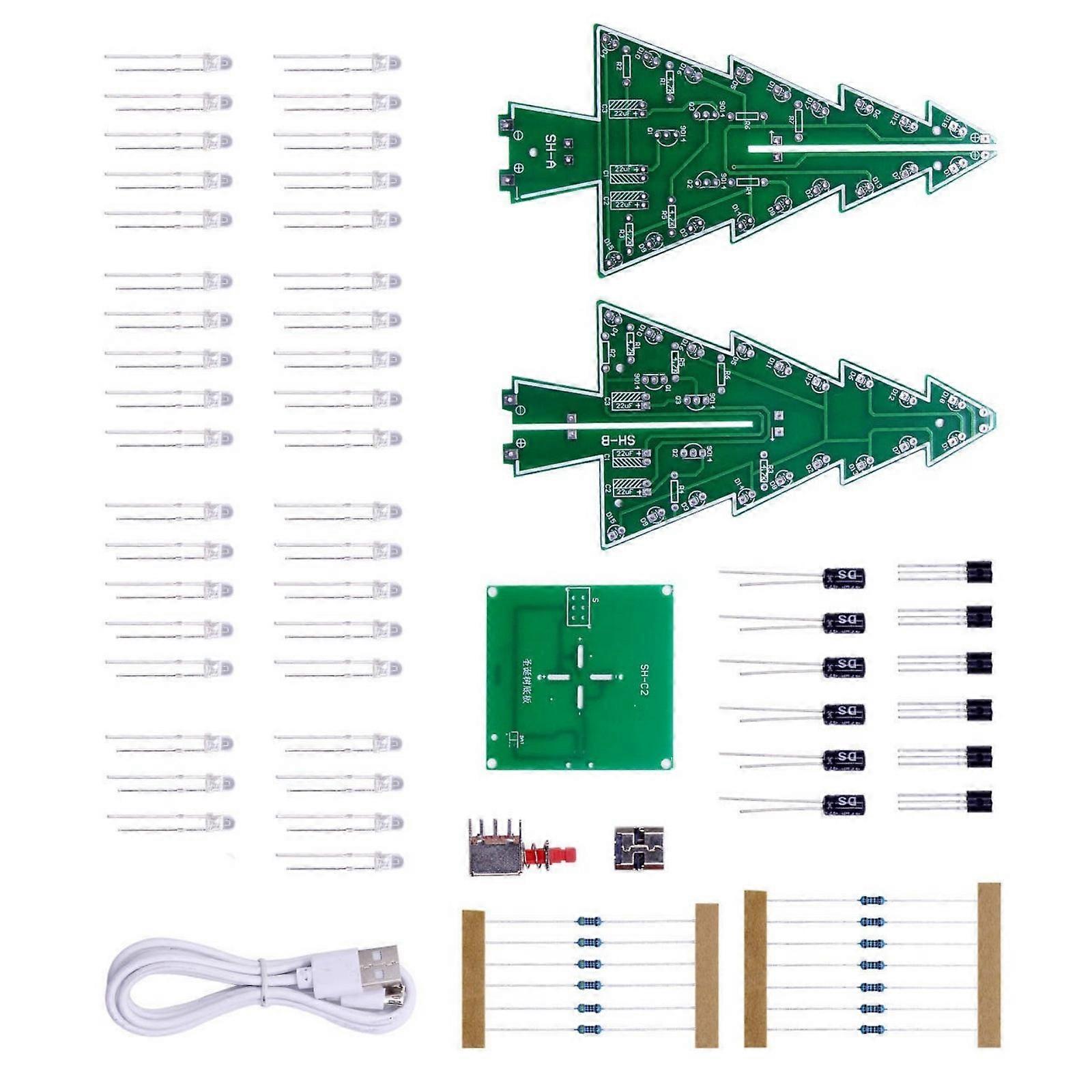 DIY Kit for 7 Color Christmas Tree Circuit Project Includes Resistors Wires LEDs Light Educational Assembly Multicolor