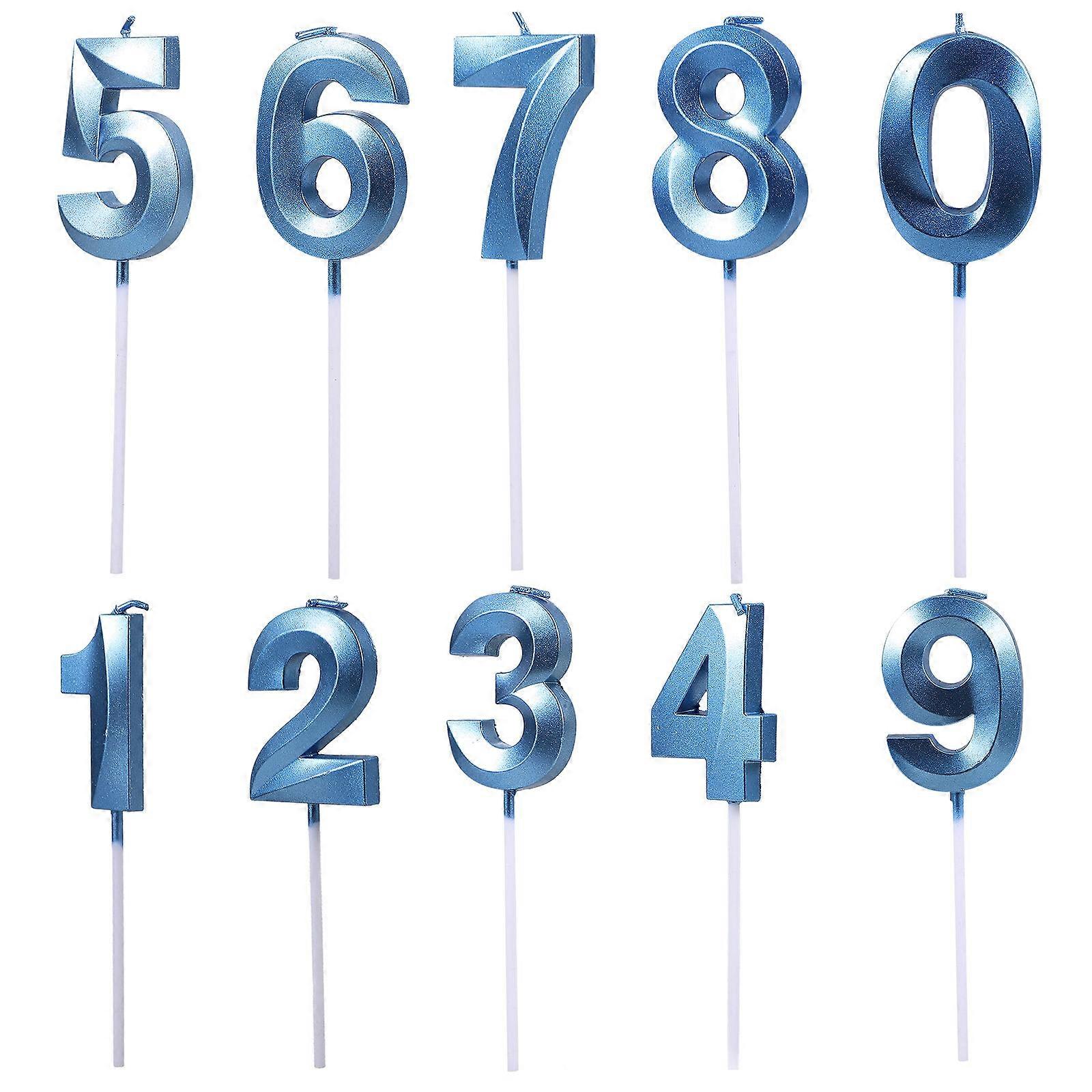 10 st. födelsedagstårta nummerljusskylt 3D-nummerdisplayljus födelsedagstårtdekorationsljus (0-9)