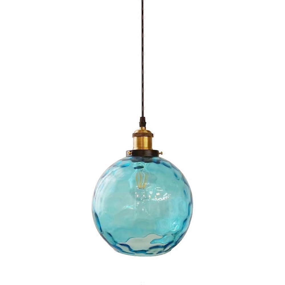 Blue Glass Pendant Light for Kitchen Island, Adjustable Height, Elegant Shade, E27 Bulb Compatible