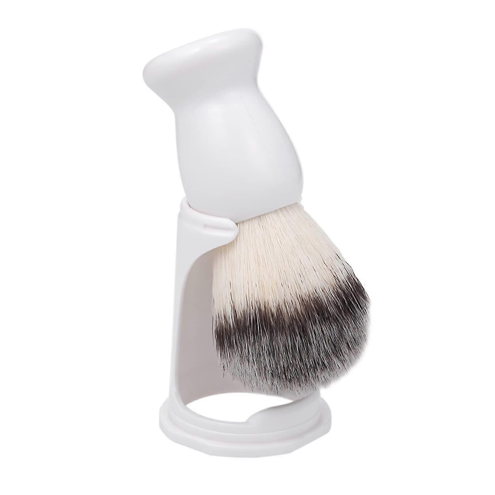 Men's Beard Brush with Stand for Quick Drying and Easy Storage, White Acrylic Holder