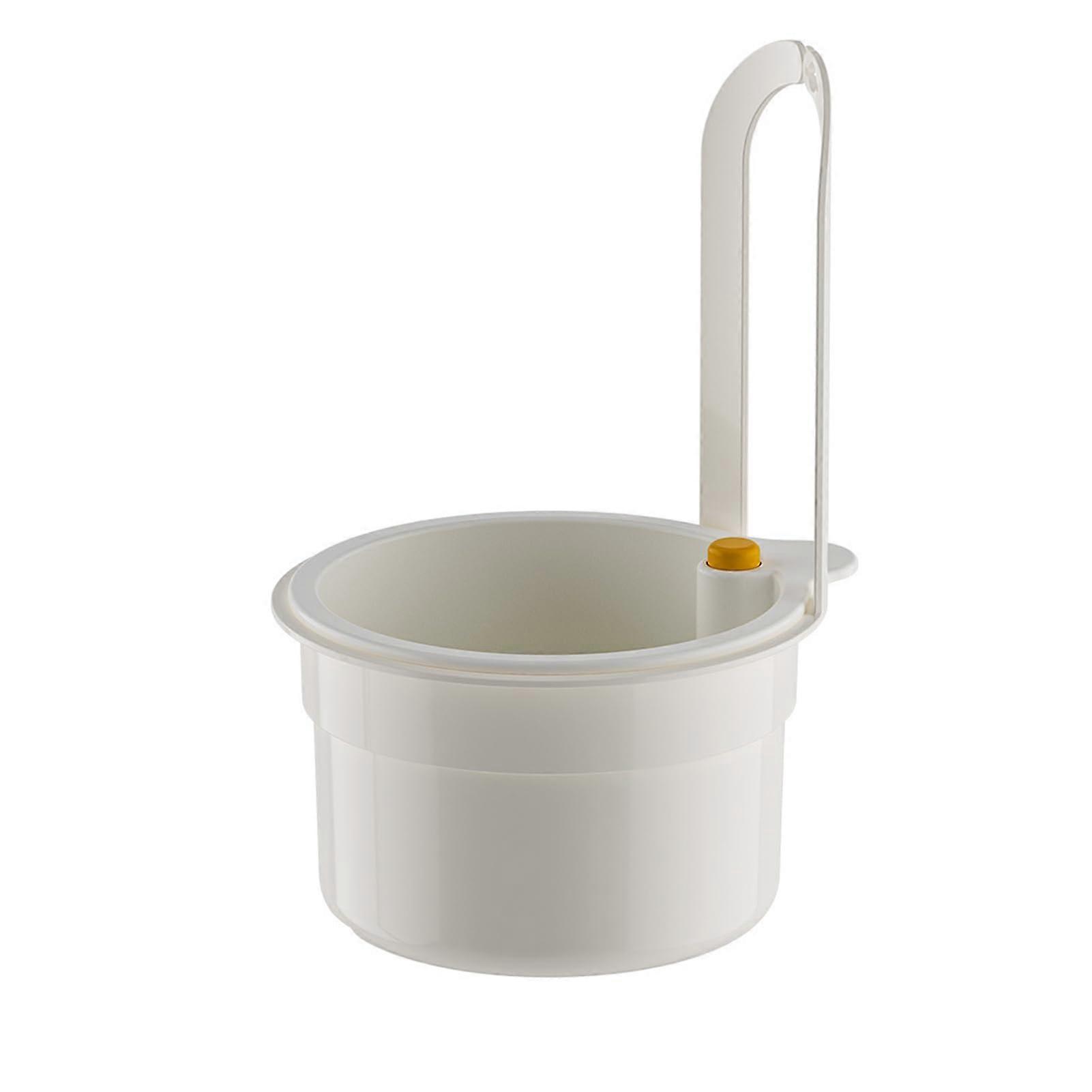 Sink Storage Organizer with Adjustable Hanging Basket, Fine Filter Screen and Dry Wet Separation, White