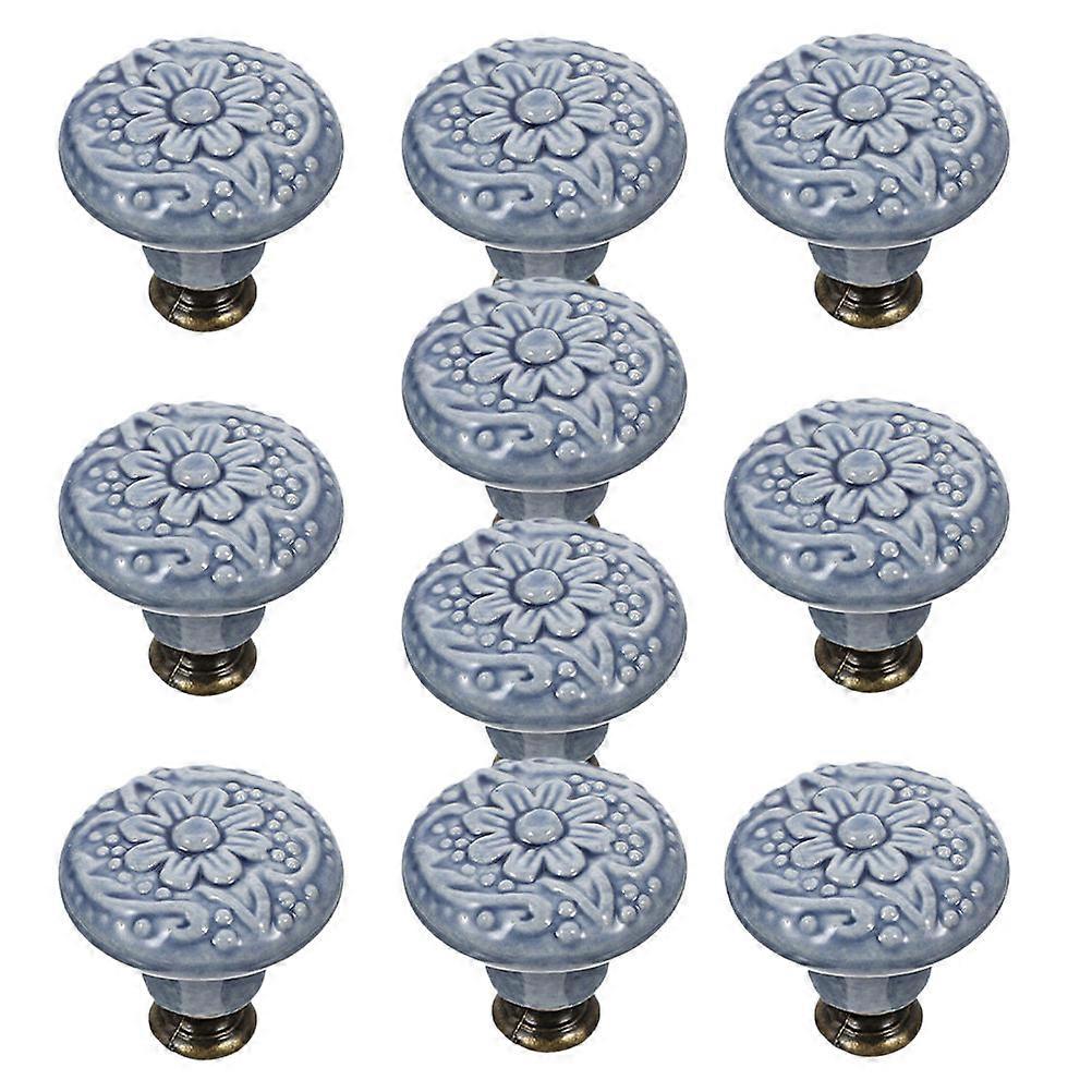Ceramic Drawer Knobs Blue for Furniture Pulling 10Pcs Kitchen Cabinet