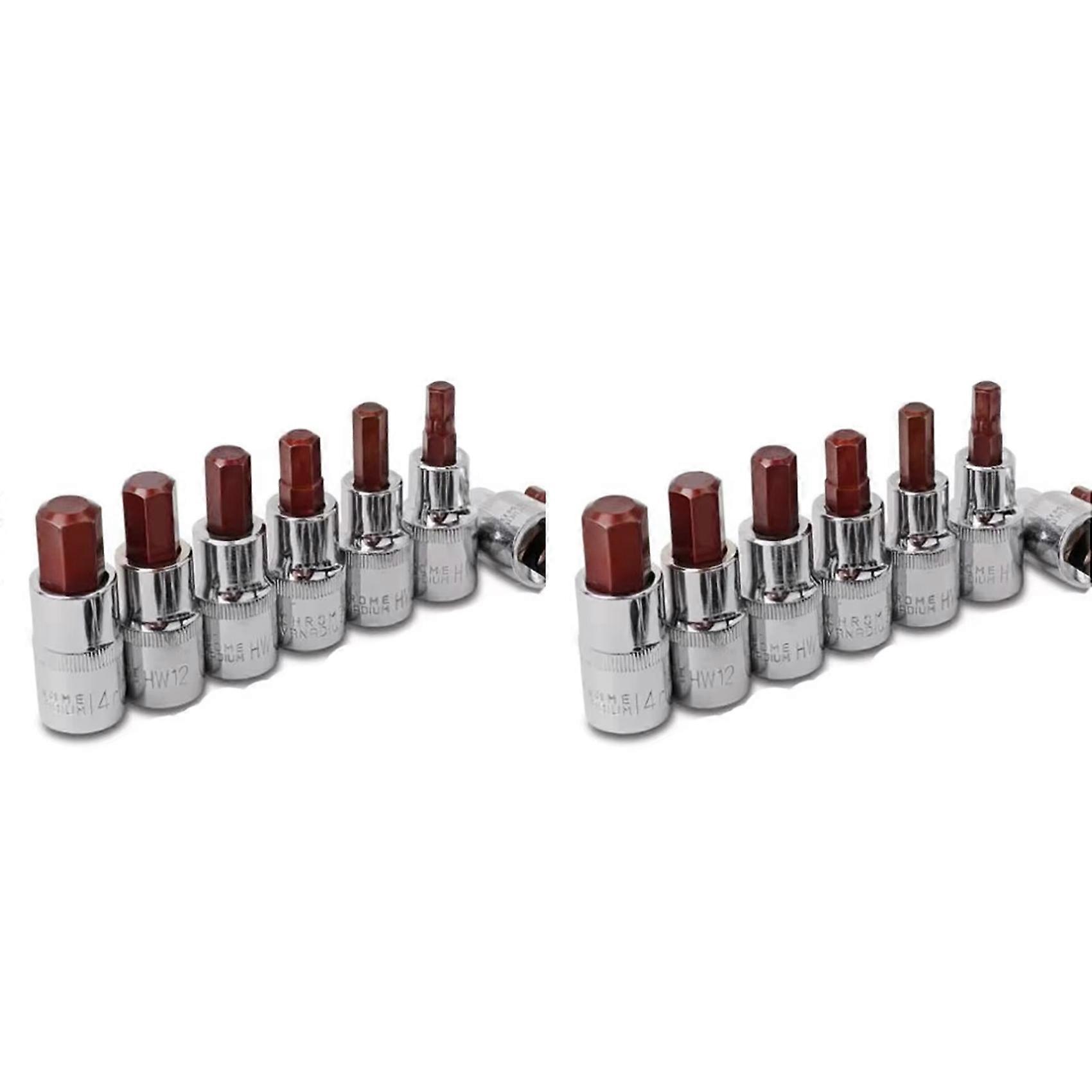 2 Set 1/4 Inch Drive Metric Hex Key Hex Socket Bit Hexagon H2 H3 H4 H5 H6 H7 H8 H10