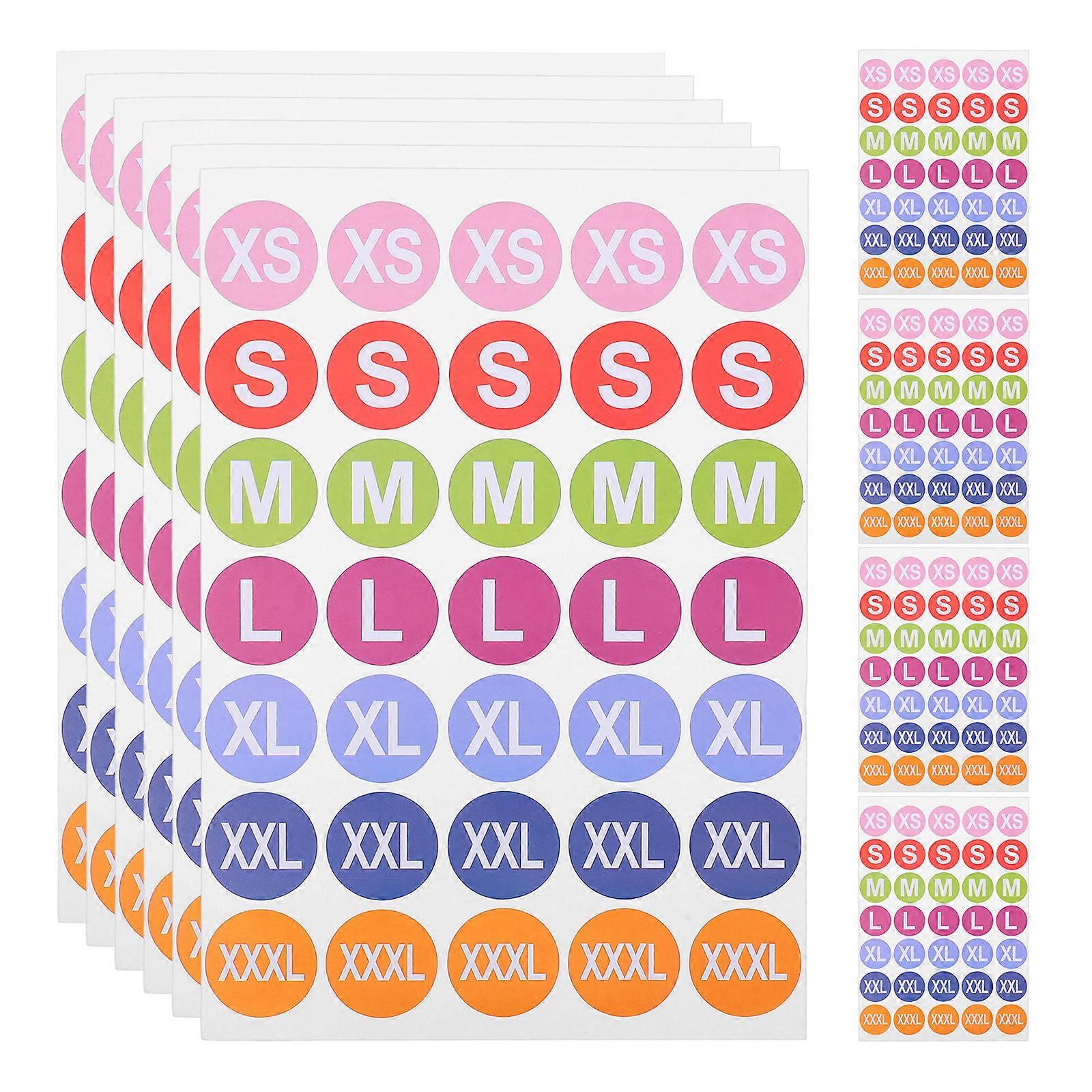 Clothing Size Stickers Adhesive Labels for Size Identification 25 Sheets
