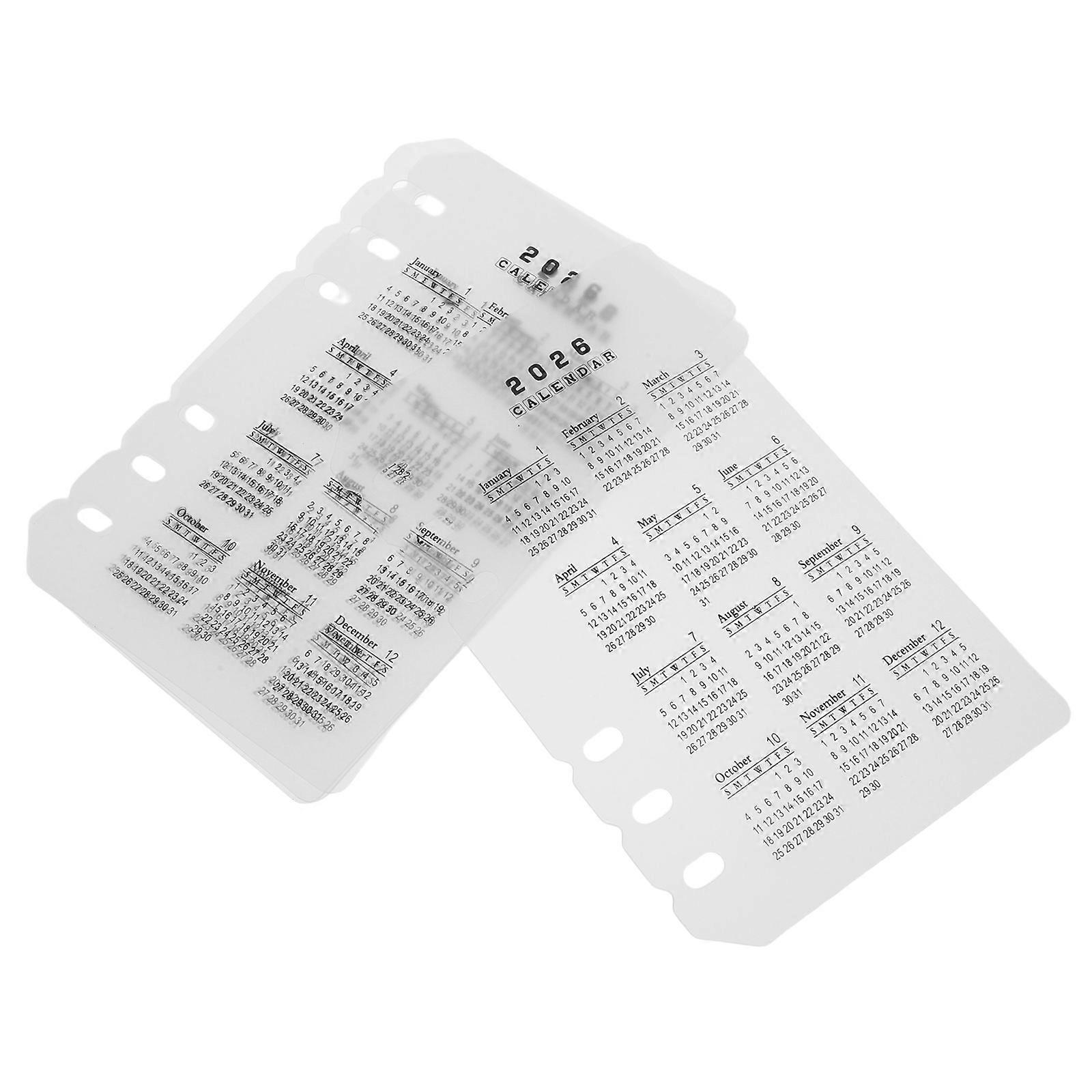 Frosted Plastic Calendar Binder Dividers for Date Organization 4Pcs DIY Inserts