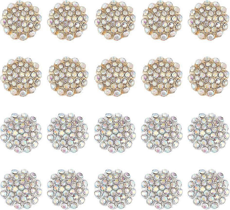 20pcs Rhinestone Buttons 14mm Colorful Glass Diamond Button Flatback Flower Button Embellishments Coat Decorative Sewing Buttons for DIY Craft Clothes
