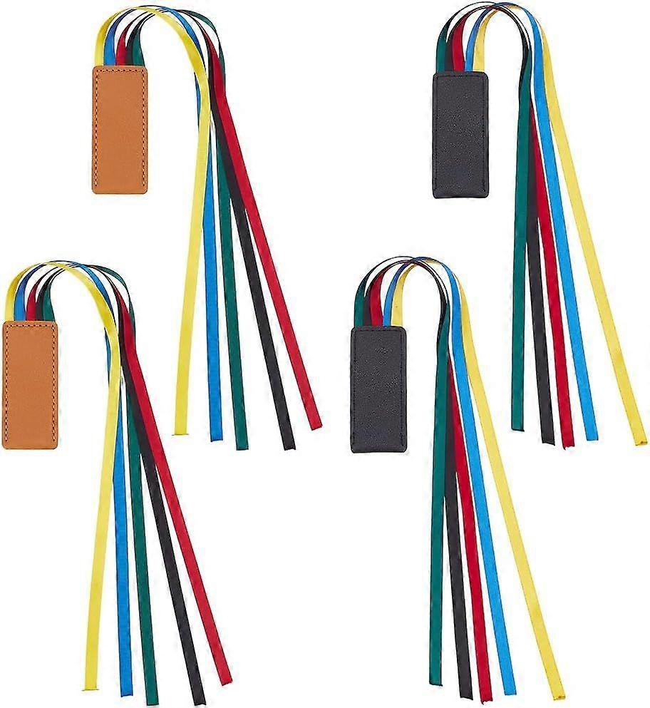 4 Pcs Bible Ribbon Bookmark Markers 2 Styles Imitation Leather Multiple Page Marker with 5 Colorful Strings for Book Lover Reader Teacher Student Wome