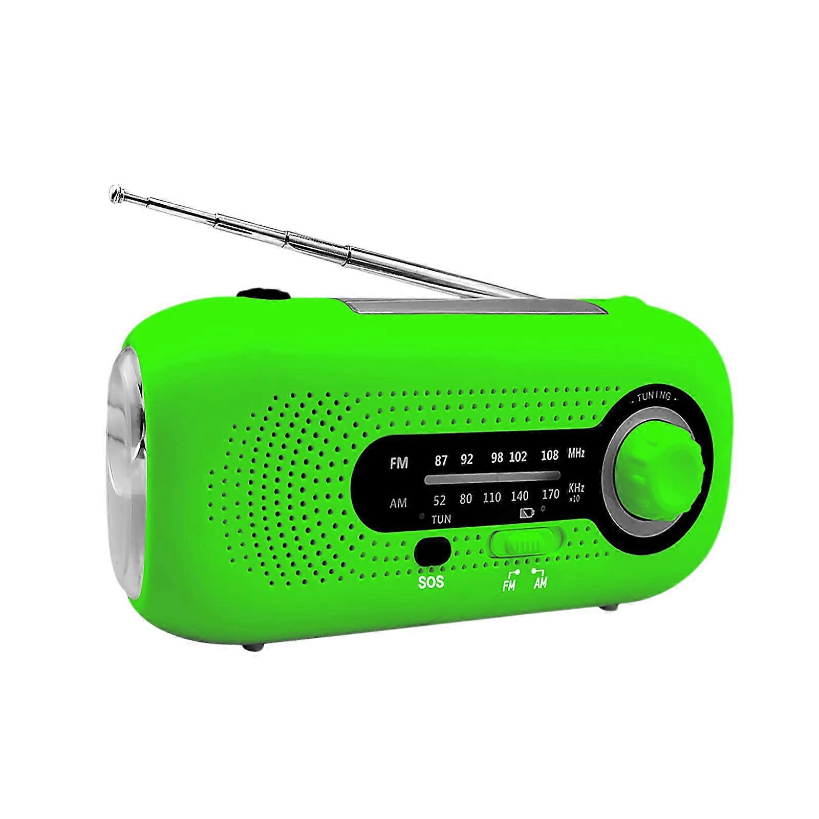 Emergency Solar Crank Radio with 4Mode LED Flashlight, SOS Alarm and Power Bank for Camping