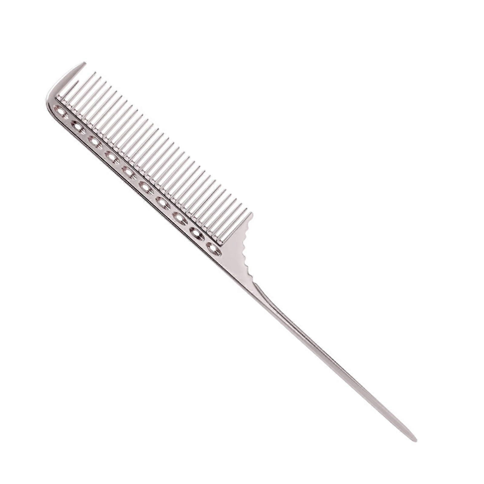 Hair Styling Comb with Precise Metal Tail for Sectioning, Salon and Home Use, Silver Grey