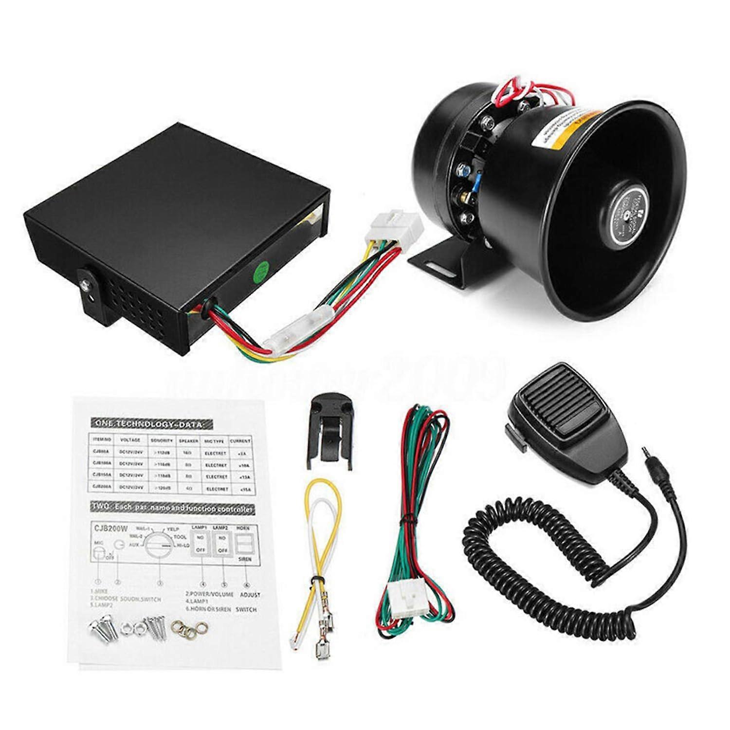 Car Warning Alarm 400W 12V 150dB Loud Horn Speaker with 9 Sounds for Universal Vehicles