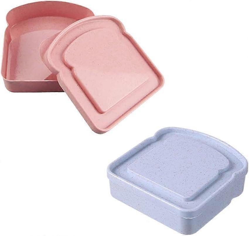 2Pcs Sandwich Container Set, Plastic Microwave Safe Lunch Box with Secure Closure, Reusable for Office or Camping