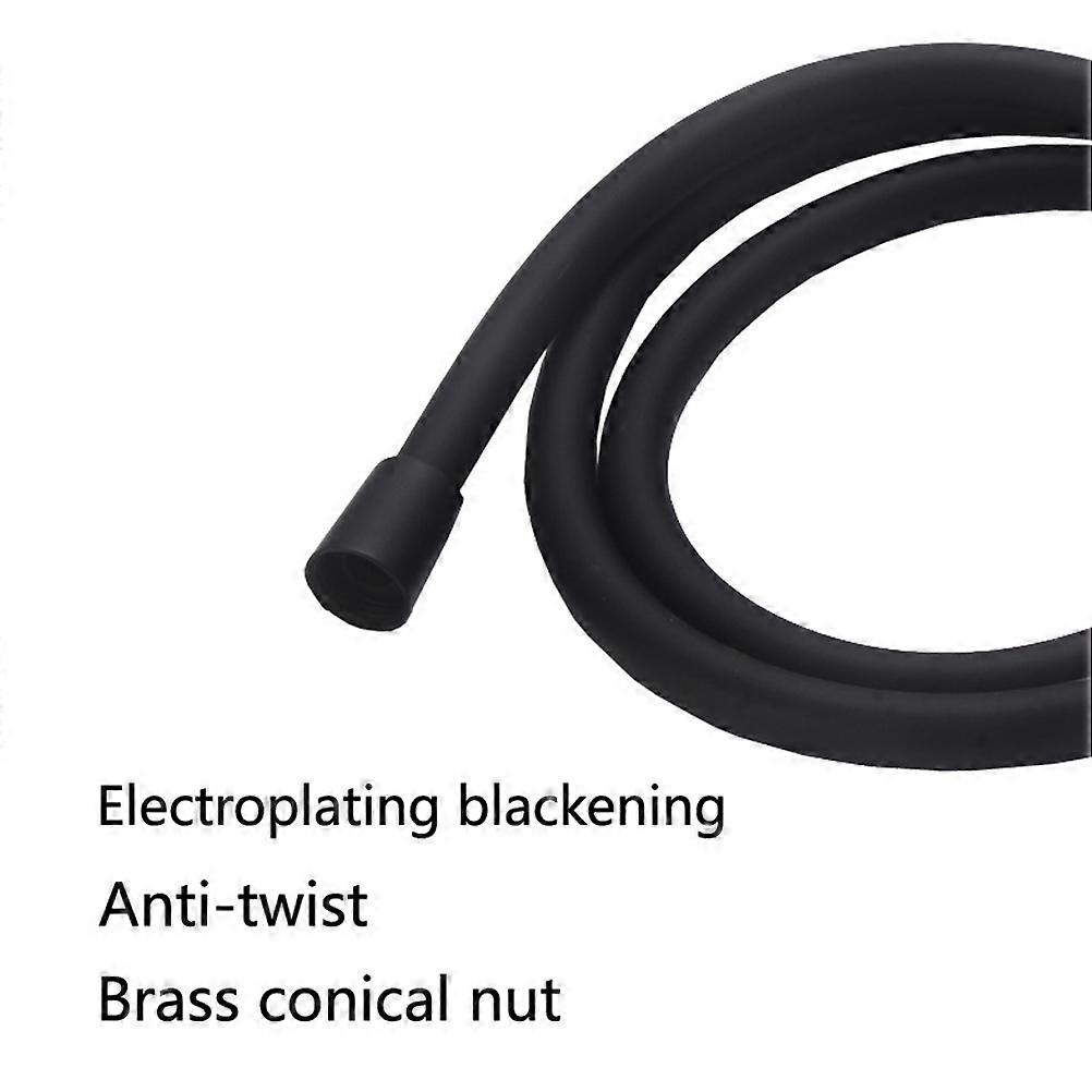 Shower Attachment Hose Flexible Stamping Structure Crystallized Surface 150cm Black 1Pcs