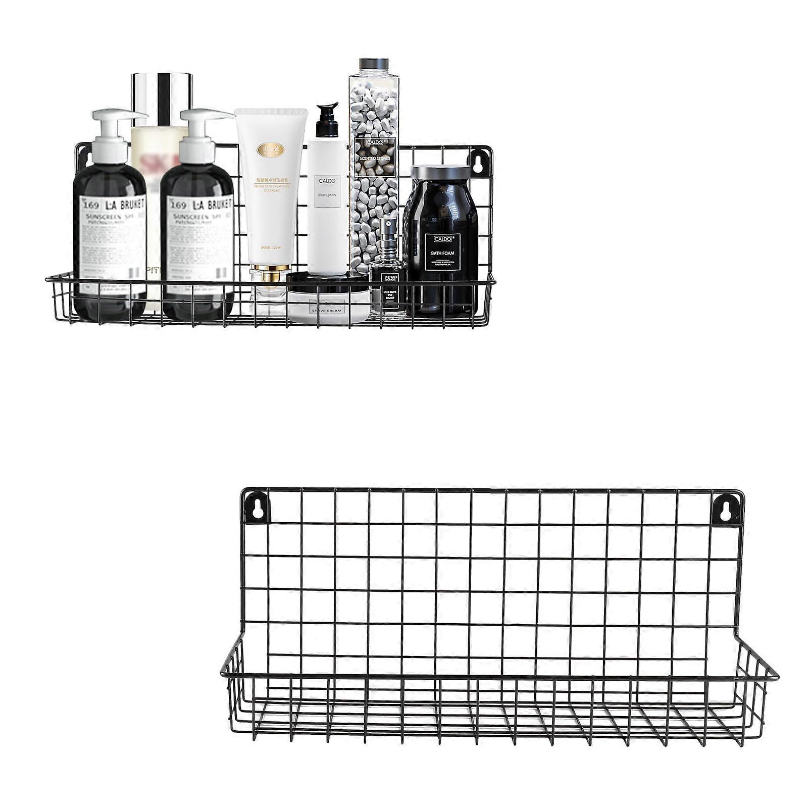 Wall Mounted Storage Baskets, Rust Resistant TwoTier Shower Caddy Organizer for Bathroom and Kitchen