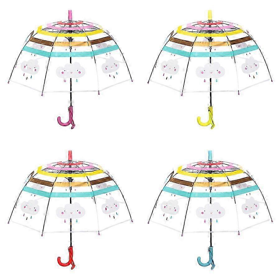 Children's Automatic Umbrella: Cute Rainbow Cloud, Long Handle 26-27s