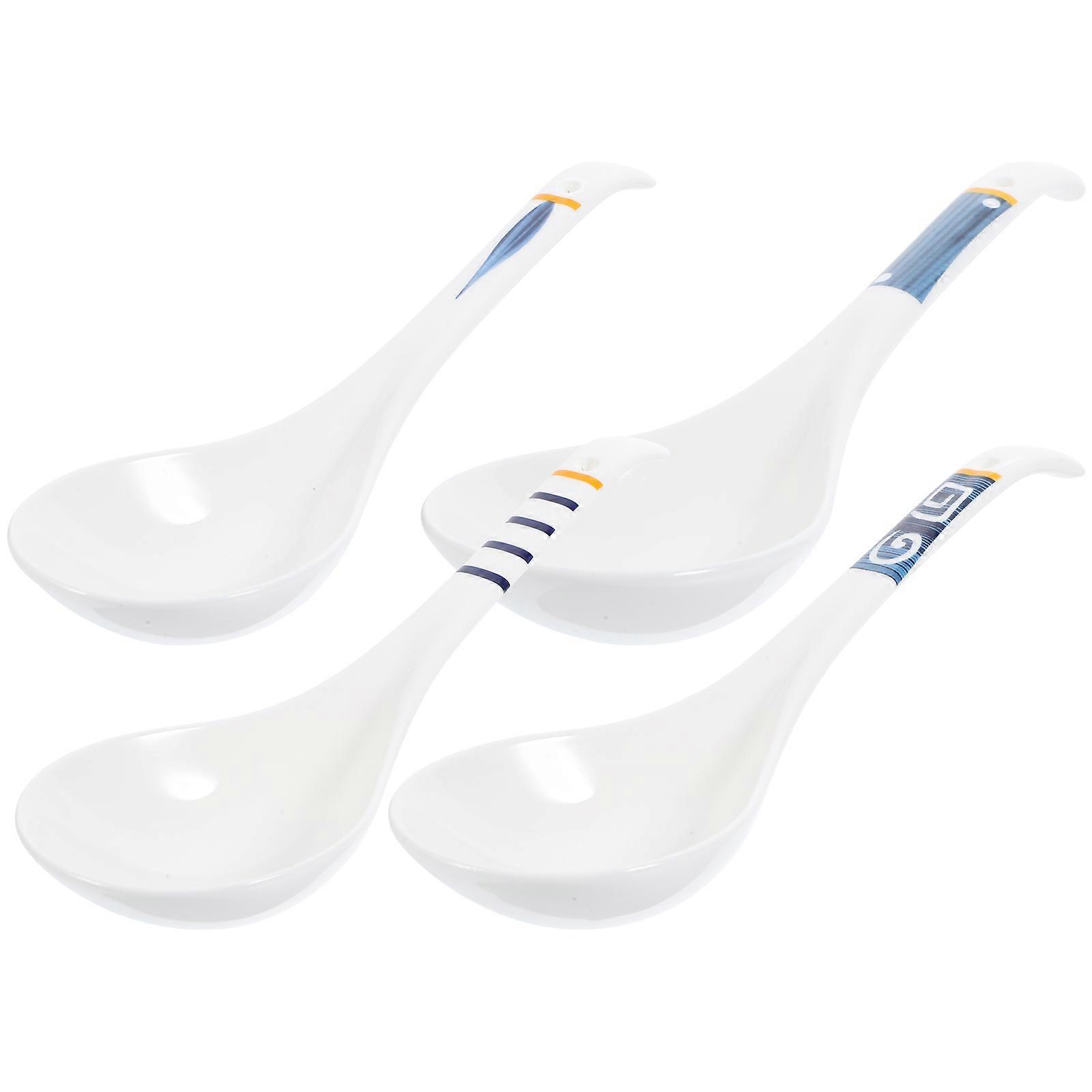 Soup Spoon Ceramic Home Large Spoon for Food 4Pcs Set