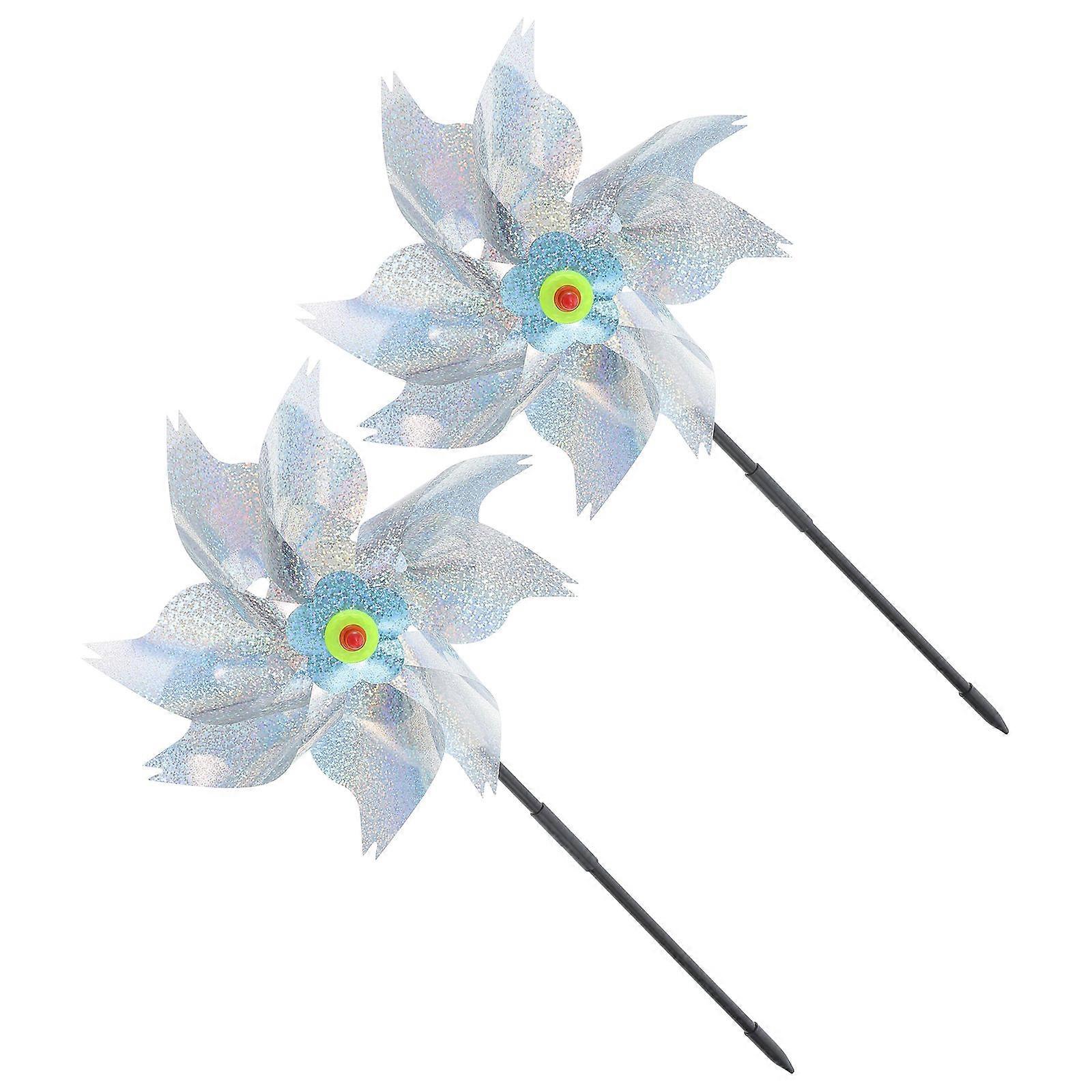 Outdoor Bird Windmill Tool for Garden Decor 6Pcs Silver Pinwheels