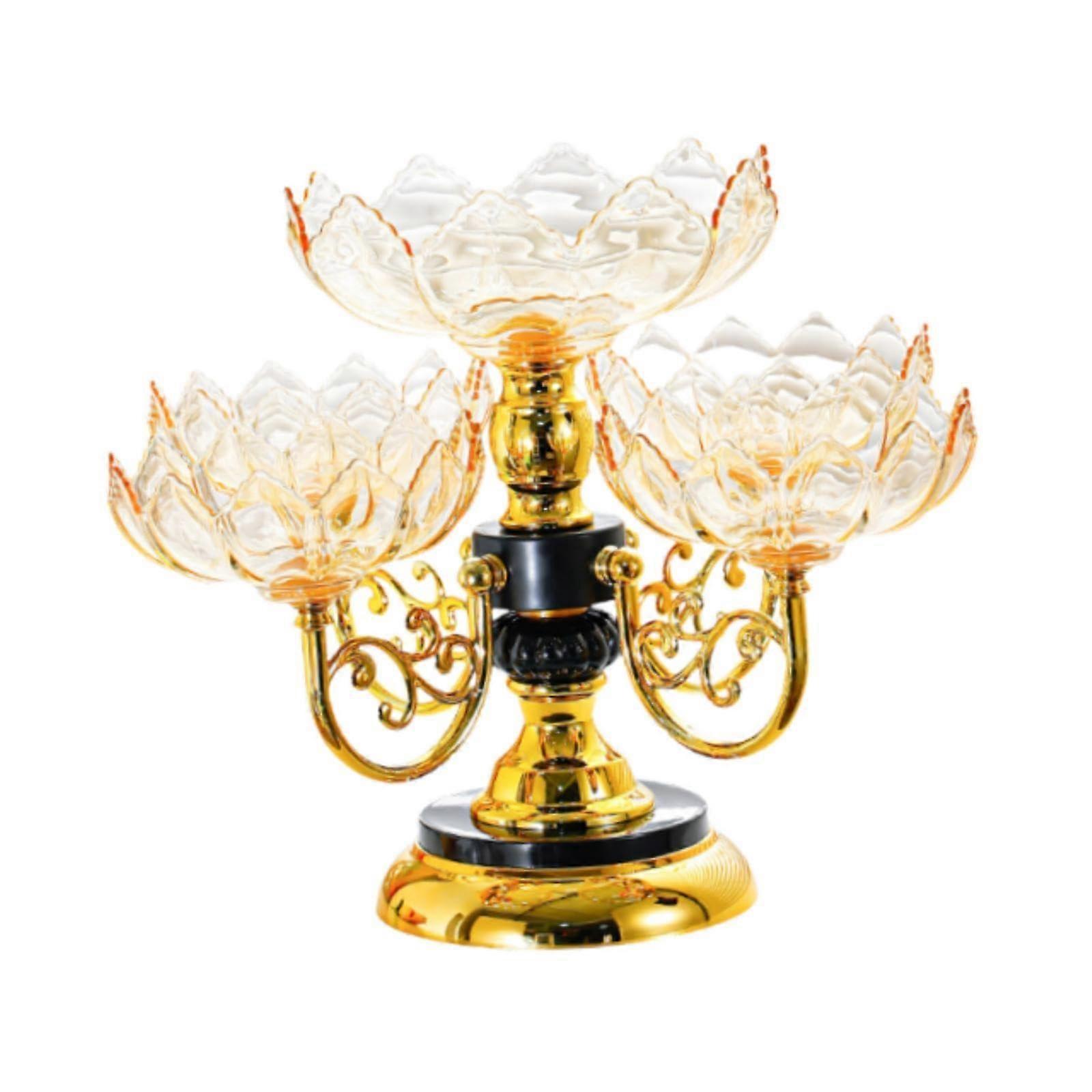 Rotating Snack Serving Tray Flower Shape Appetizer Platter with 360° MultiCompartment Design, Yellow