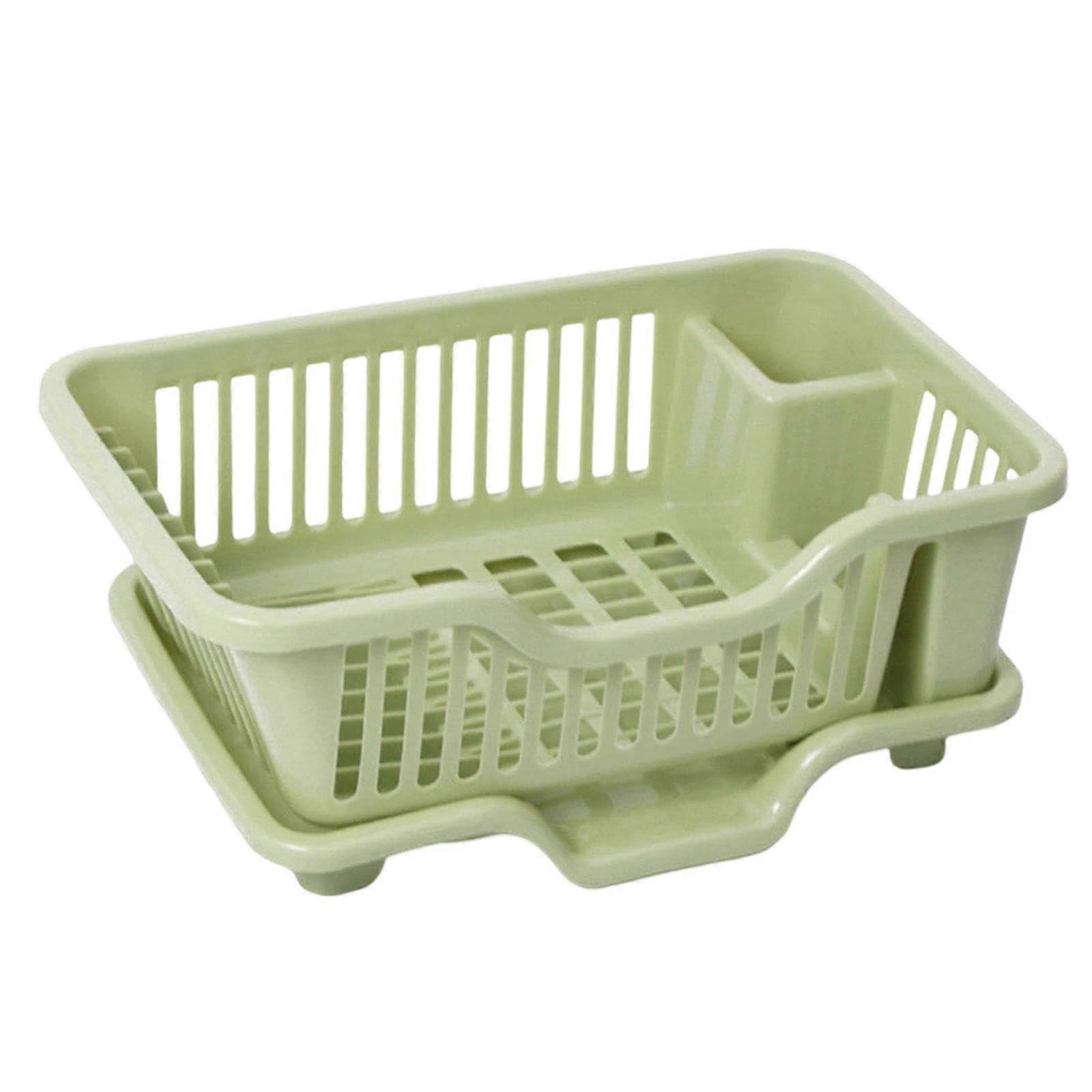 Dish Drying Rack with Drainboard and Cutlery Holder, Fast Drainage, SpaceSaving, Green