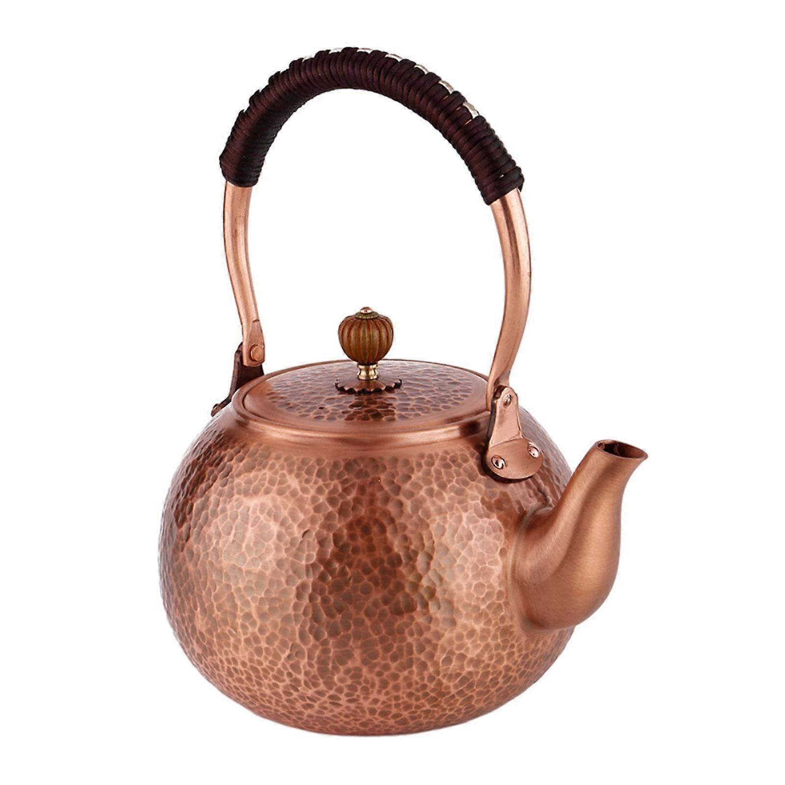 1.2L Violet Copper Tea Kettle with Leather Handle for Stovetop and Induction