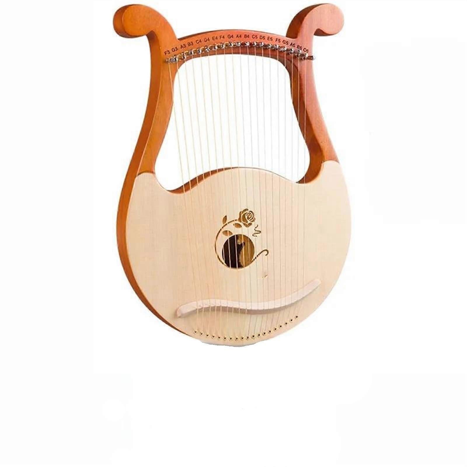 19 String Lyre Harp Solid Mahogany with Tuning Wrench Warm Balanced Tone for Beginners Rose