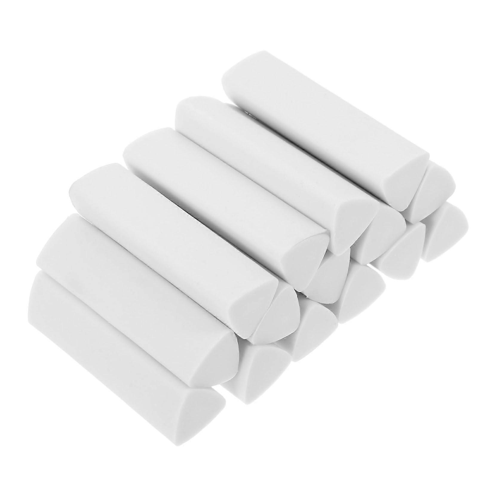 15pcs Triangular Pencil Erasers Soft White Silent Erasing for Artists School Office Ergonomic Grip