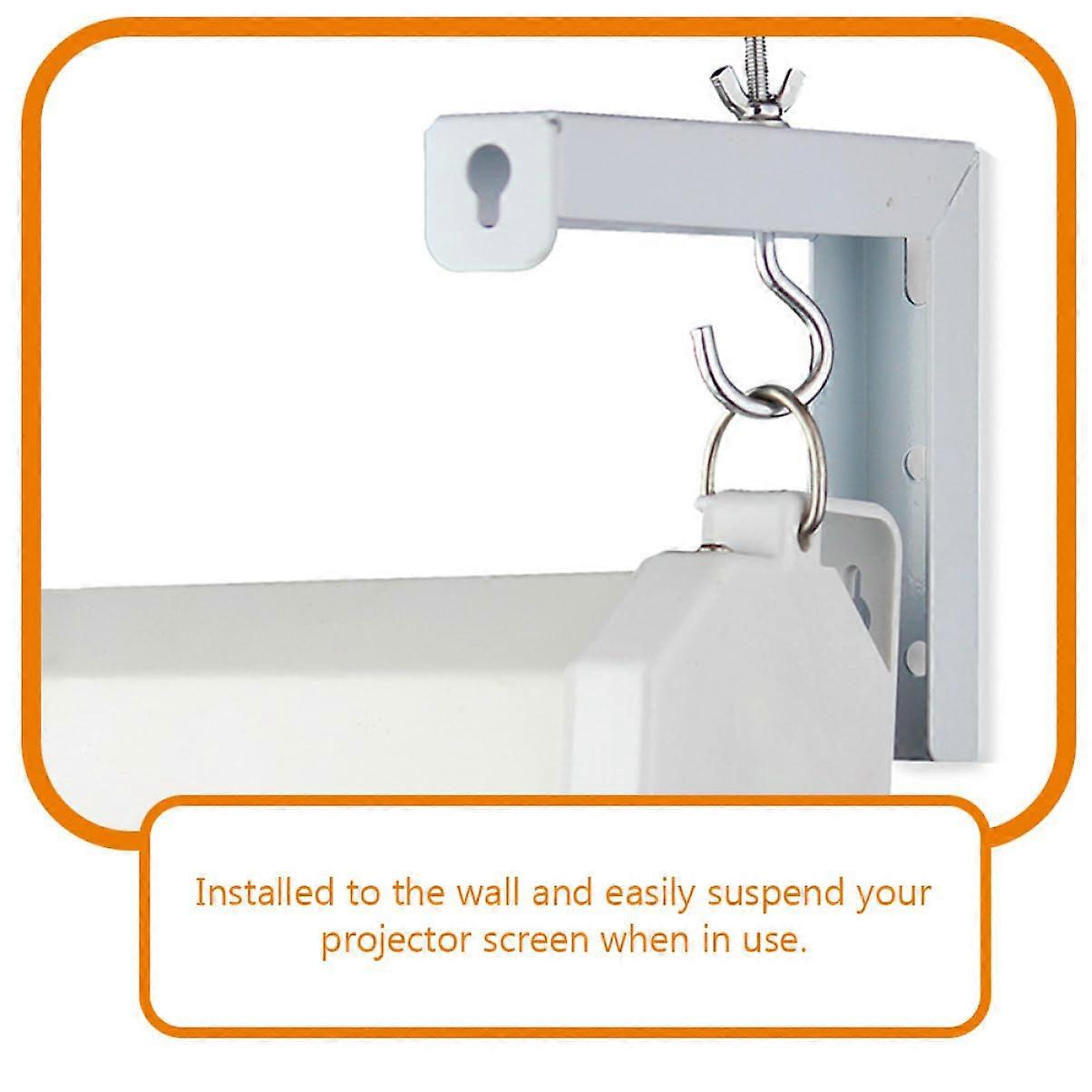 Projector Screen Wall and Ceiling Mount Bracket with MultiFunction Hooks for Home Office Classroom