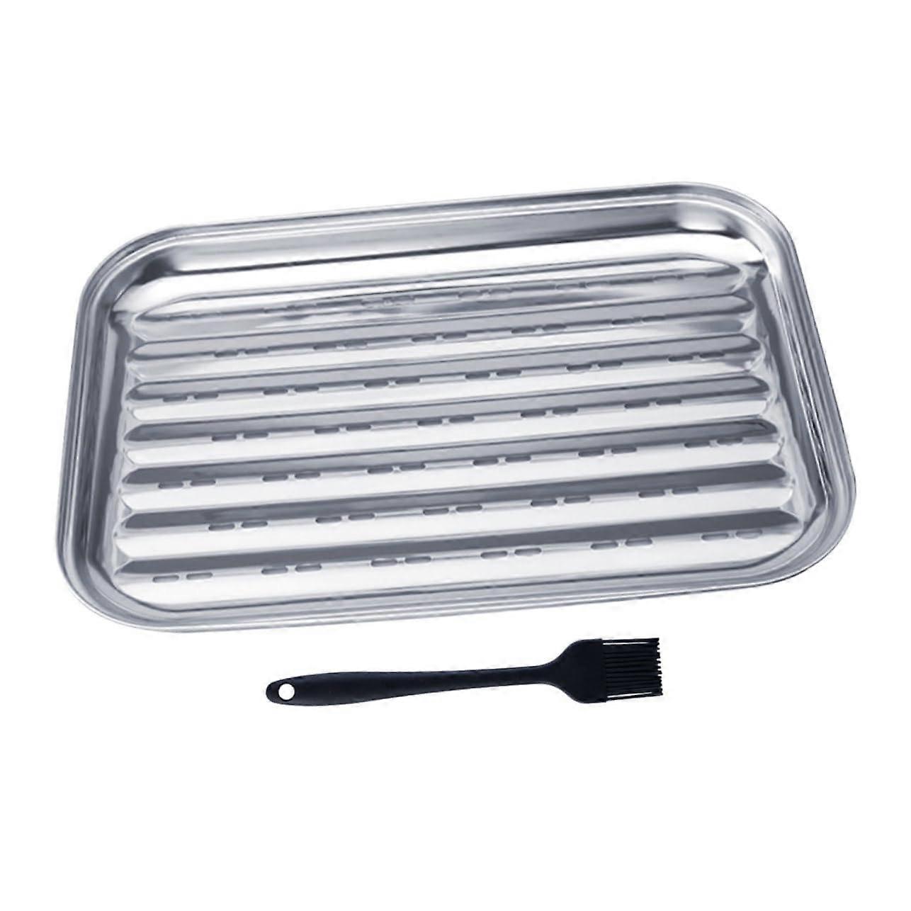 Stainless Steel Grill Tray with Draining Surface for BBQ, Baking, Grilling and Serving