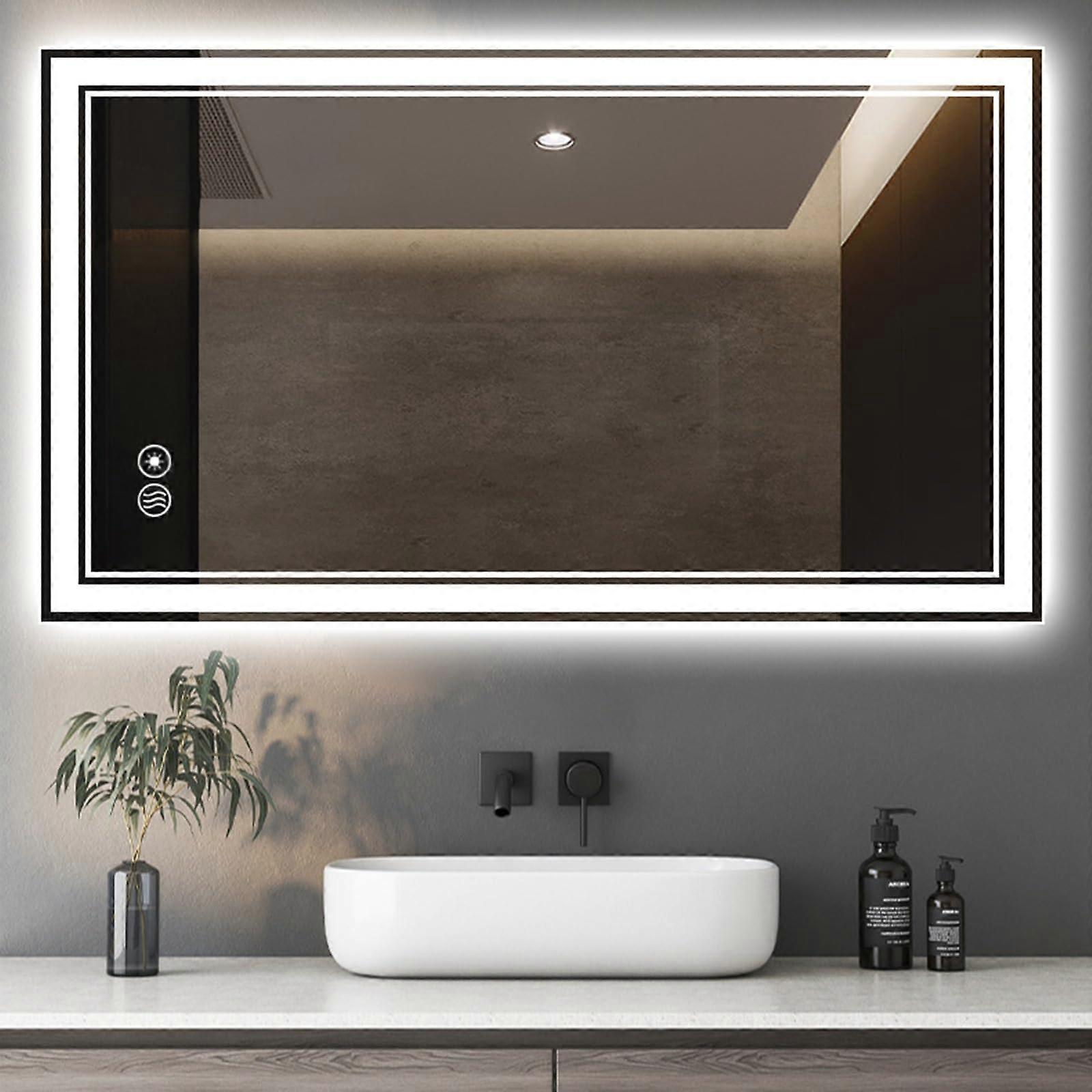 LED Bathroom Mirror with AntiFog, Touch Sensor, Dimmable Front and Backlit 50x70cm Waterproof