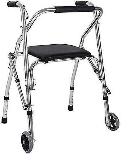 Rollator Walker with Seat, Adjustable Height Folding Walker for Seniors, Four Wheel Mobility Aid