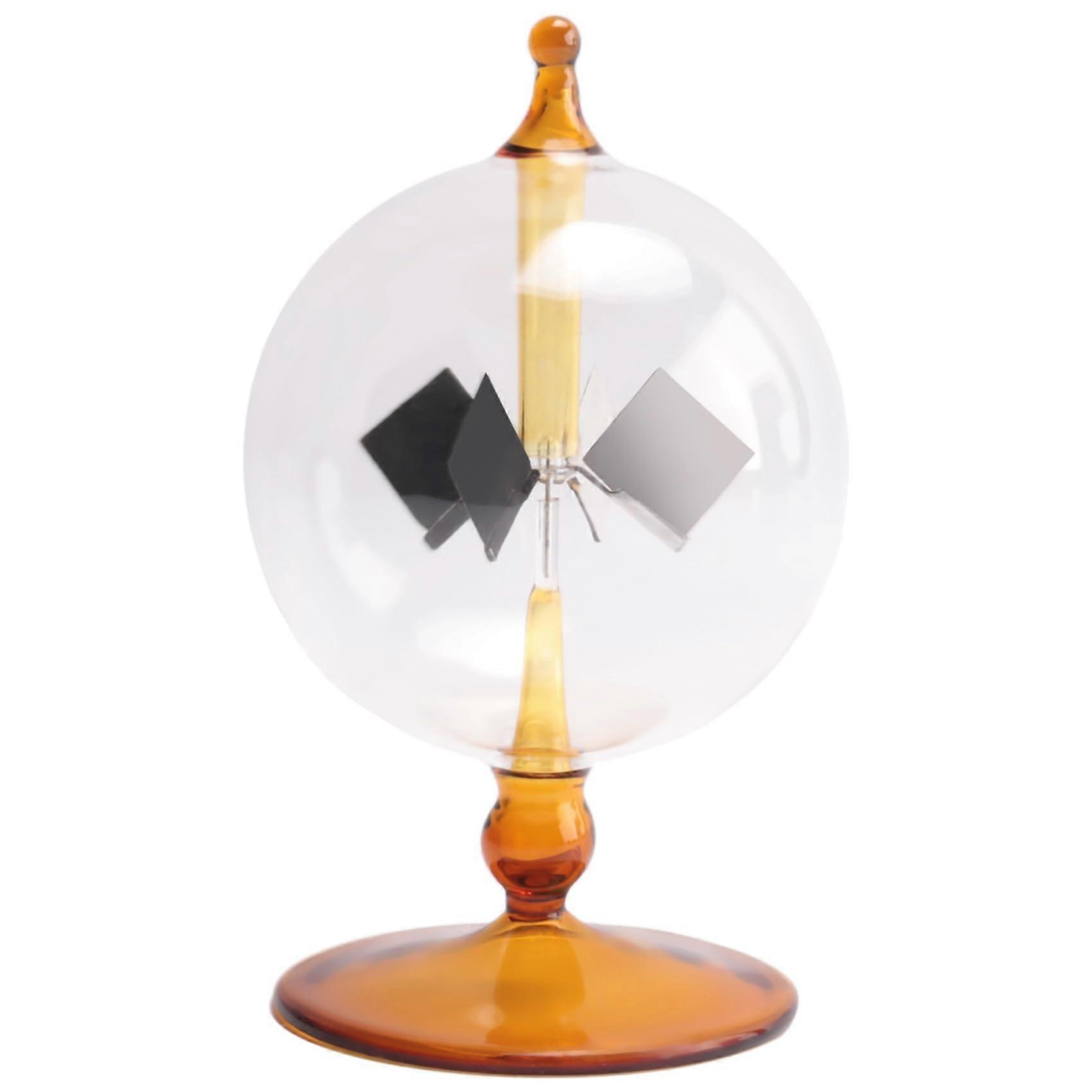 Solar Radiometer Glass Crookes Spinner SunlightPowered Visual Display Yellow Desk Decoration