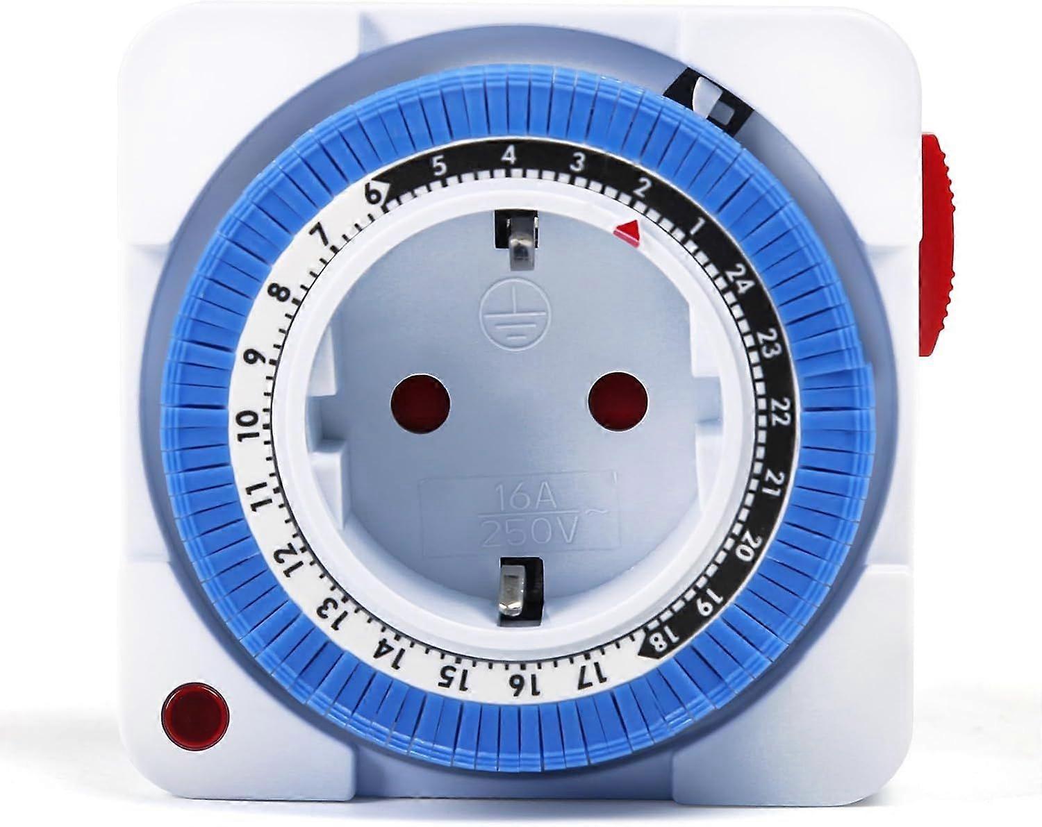 Electrical Plug Timer, 24-Hour Timer Plug with 96 Switching Segments, Programmable Timer Switch with Indicator Light, 16A AC 230V
