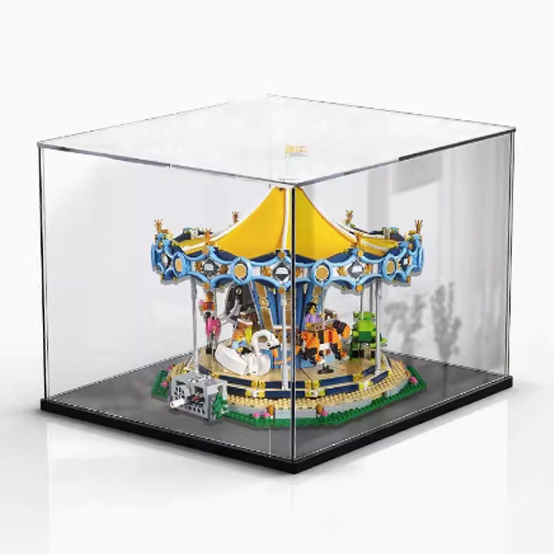 Carousel Display Case Dustproof Clear Acrylic Showcase for  10257 with Thick Black Base