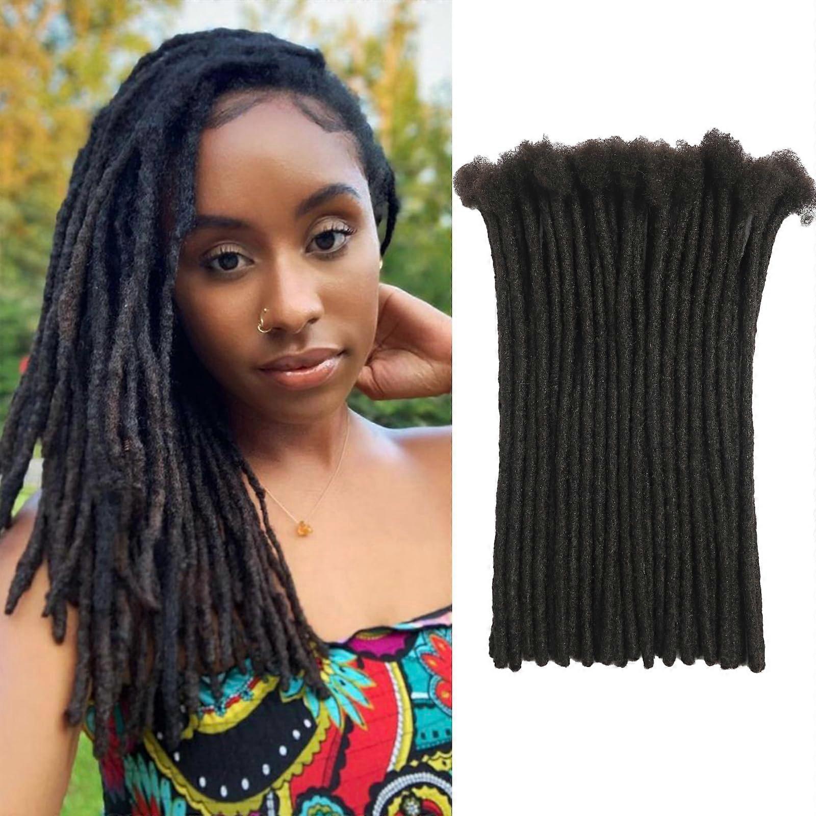 8 Inch Human Hair Loc Extensions 0.8cm Thick Handmade Dreadlock Extensions 30 Strands Permanent