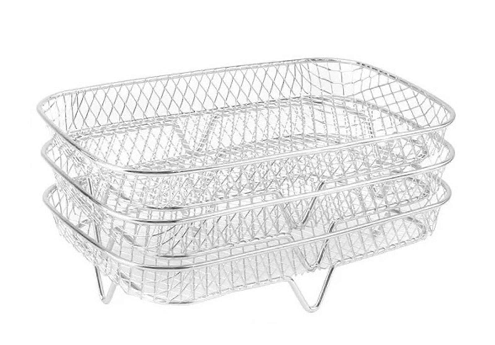 Air Fryer Accessories 3 Layer Stackable Stainless Steel Grill Basket for Kitchen Cooking